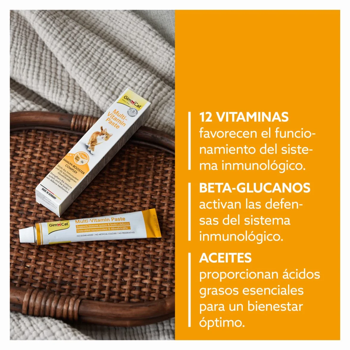 GimCat Multi-Vitamin, pasta multivitaminas - Saludable snack para gatos que activa las defensas y fortalece el sistema inmunológico - 1 tubo (1 x 200 g)