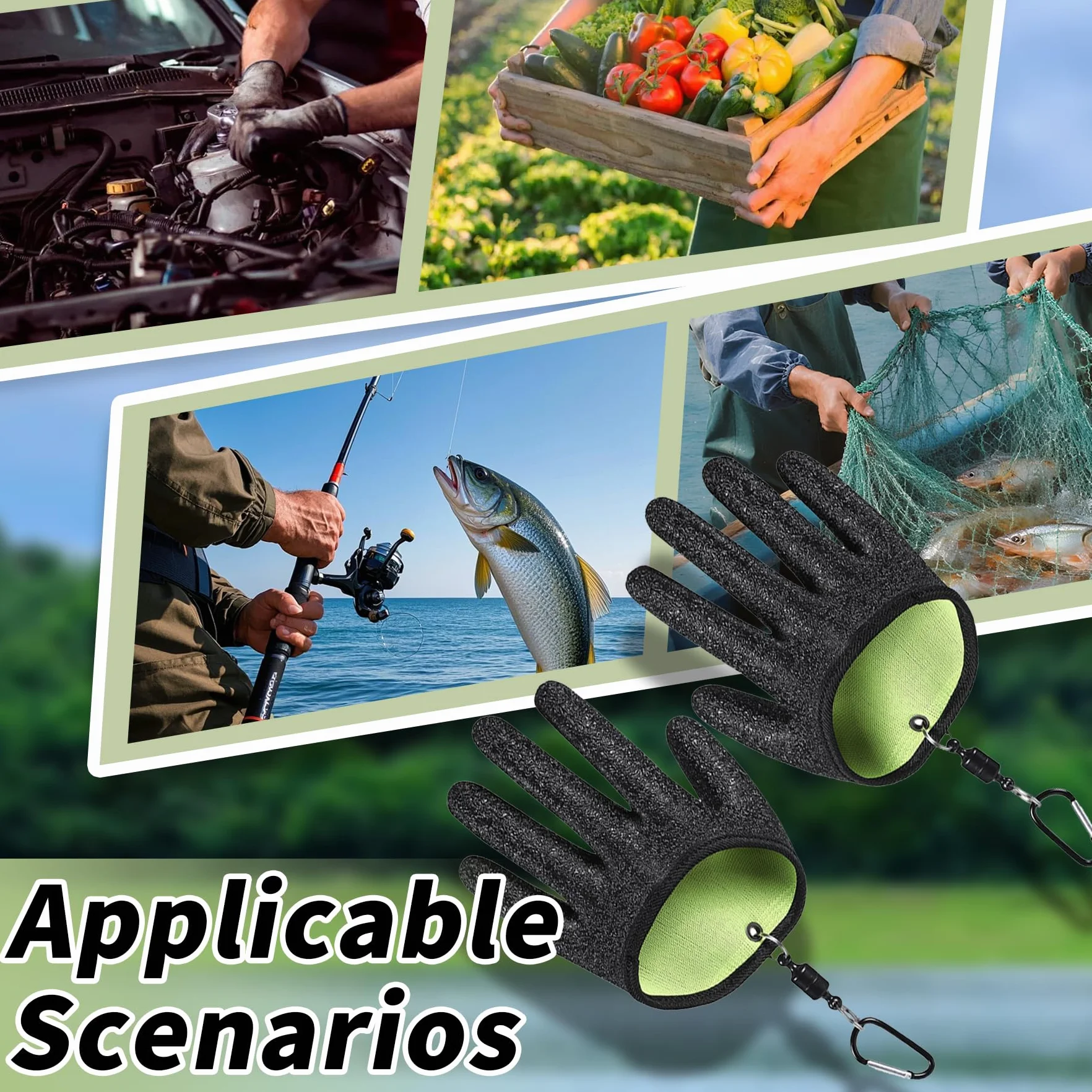 Guantes de Pesca Impermeables Anticortes con Cierre Magnético