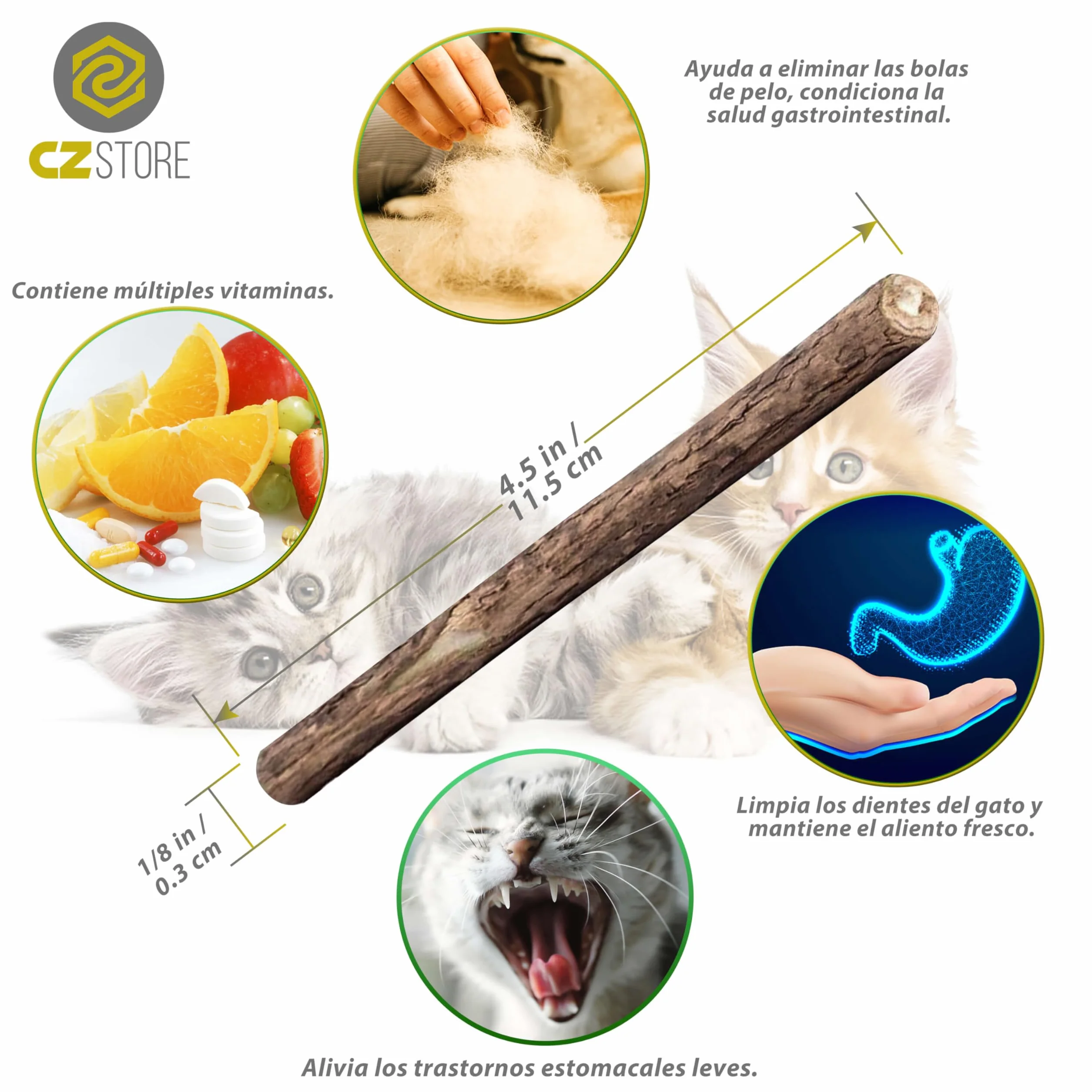 Palitos Matatabi | Pack DE 6 | ✮GARANTÍA DE por Vida✮ - Juguete Reusable con Hierba Gatera Calmante para Gatos y Gatitos - Higiene Bucal, Aliento - Sabor Menta, Madera Natural Orgánica