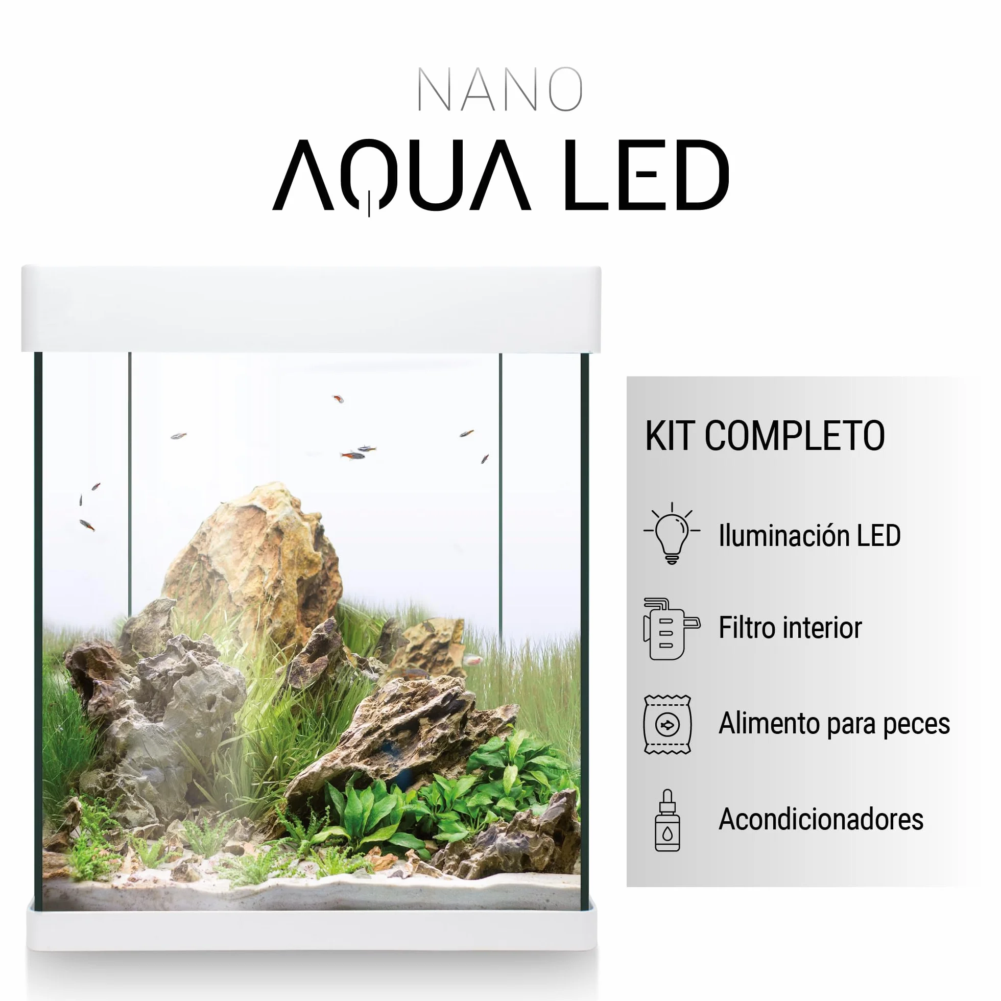 ICA KNA30 NANO Aqualed Crystal - Kit acuario, Blanco