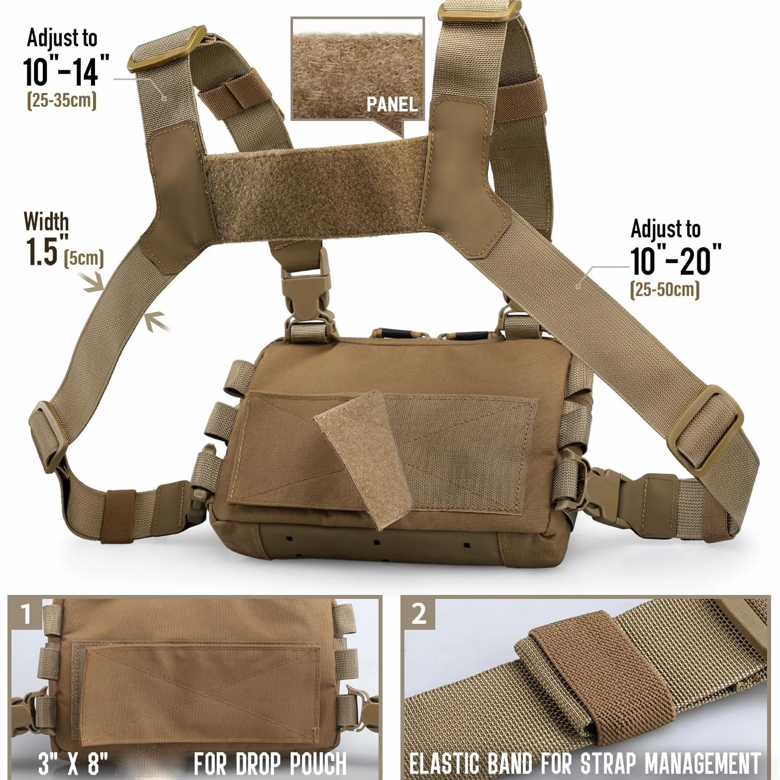 Paquete Plataformas Tácticas para Pecho Hombres Bolsa Correr Bucle Frontal Utilidad Chaleco Entrenamientos