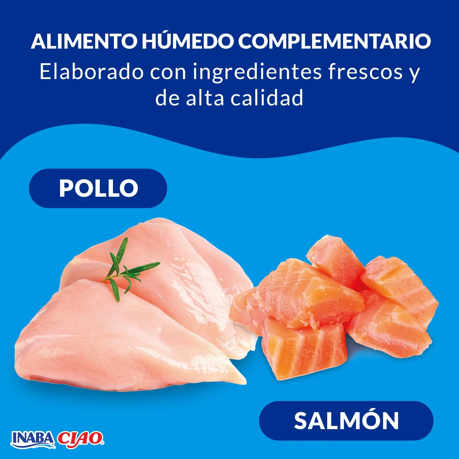 INABA Ciao Stew - Guiso Saludable para Gatos - Snacks, Receta de Pollo con Salmón - Premios Ricos y Cremosos - Sin Cereales, Conservantes, Colorantes - Pocas Calorías - 40g