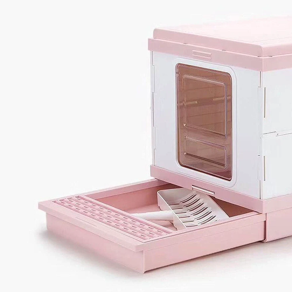 Cajas de Arena Caja Plegable del Gato Caja de Salpicaduras a Prueba de Salpicaduras Totalmente Cerradas de Gato Extra Grande Desodorante Gato Caja de Caca, fácil de Limpiar Arenero ​Gatos