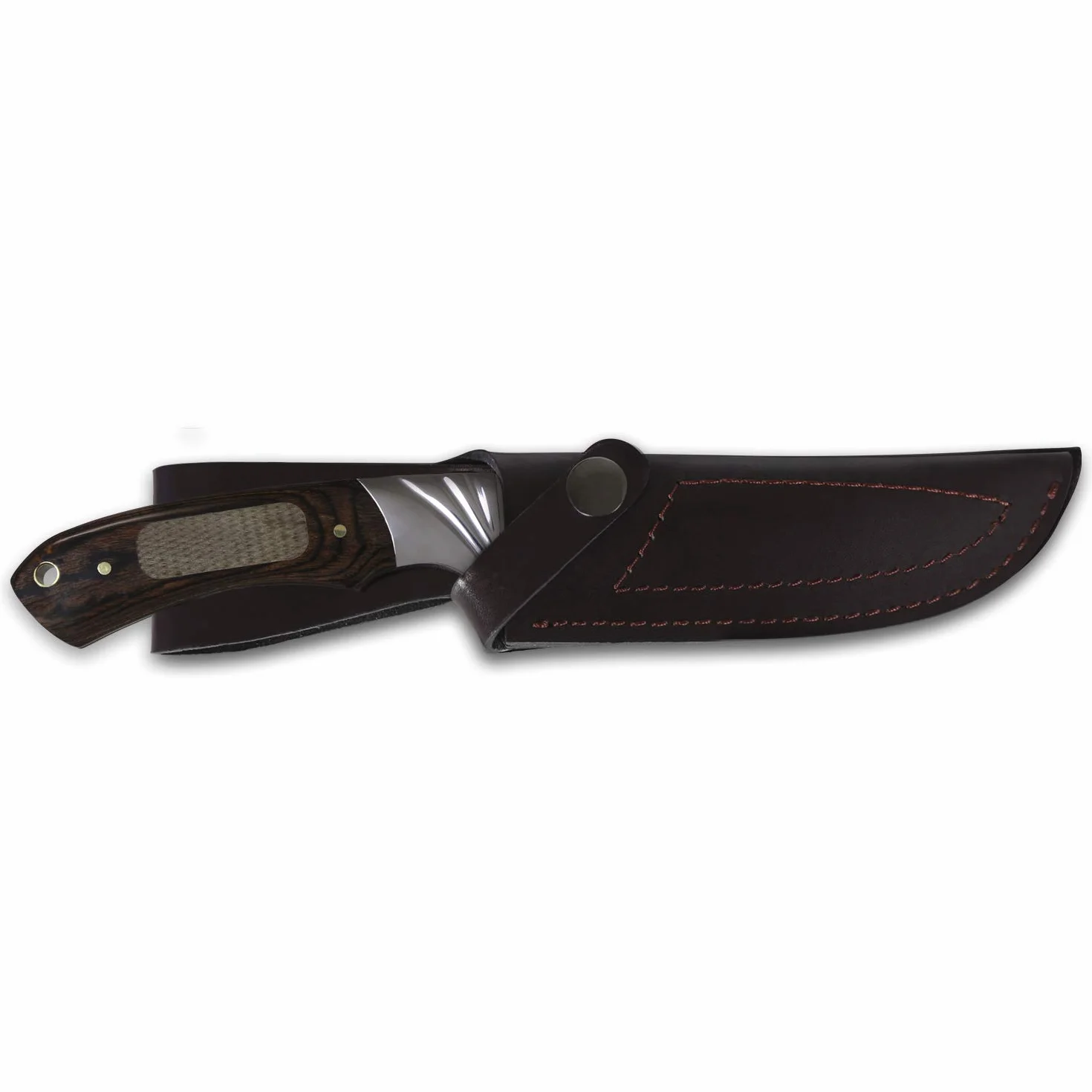 iFIELD Cuchillo de caza Camper EL29009 26 cm Hoja 14 cm Acero Inoxidable Miel Marrón Funda Piel