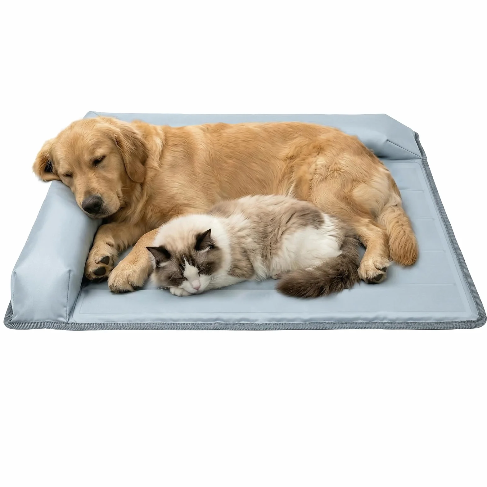 XIAPIA Manta Refrescante para Perros 99x69cm, Alfombrilla Refrescante para Perro y Gatos con Reposacabezas 7cm, Alfombra Fresca Refrigerante de Verano, Colchoneta Perros Impermeable para Casa, Coche