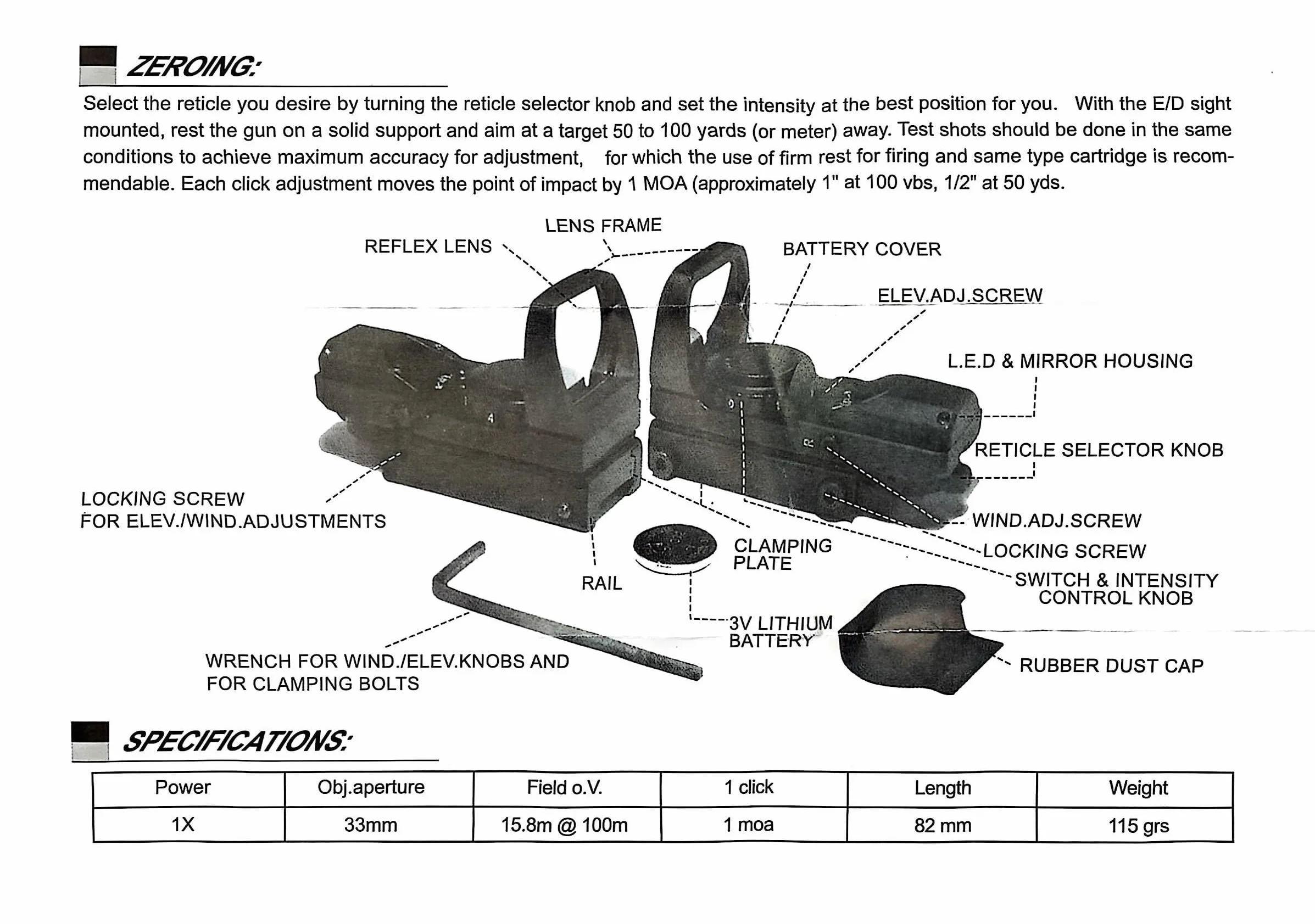 Mira de Punto Rojo 4 reticles 20/22 mm Weaver Picatinny Rail Mount