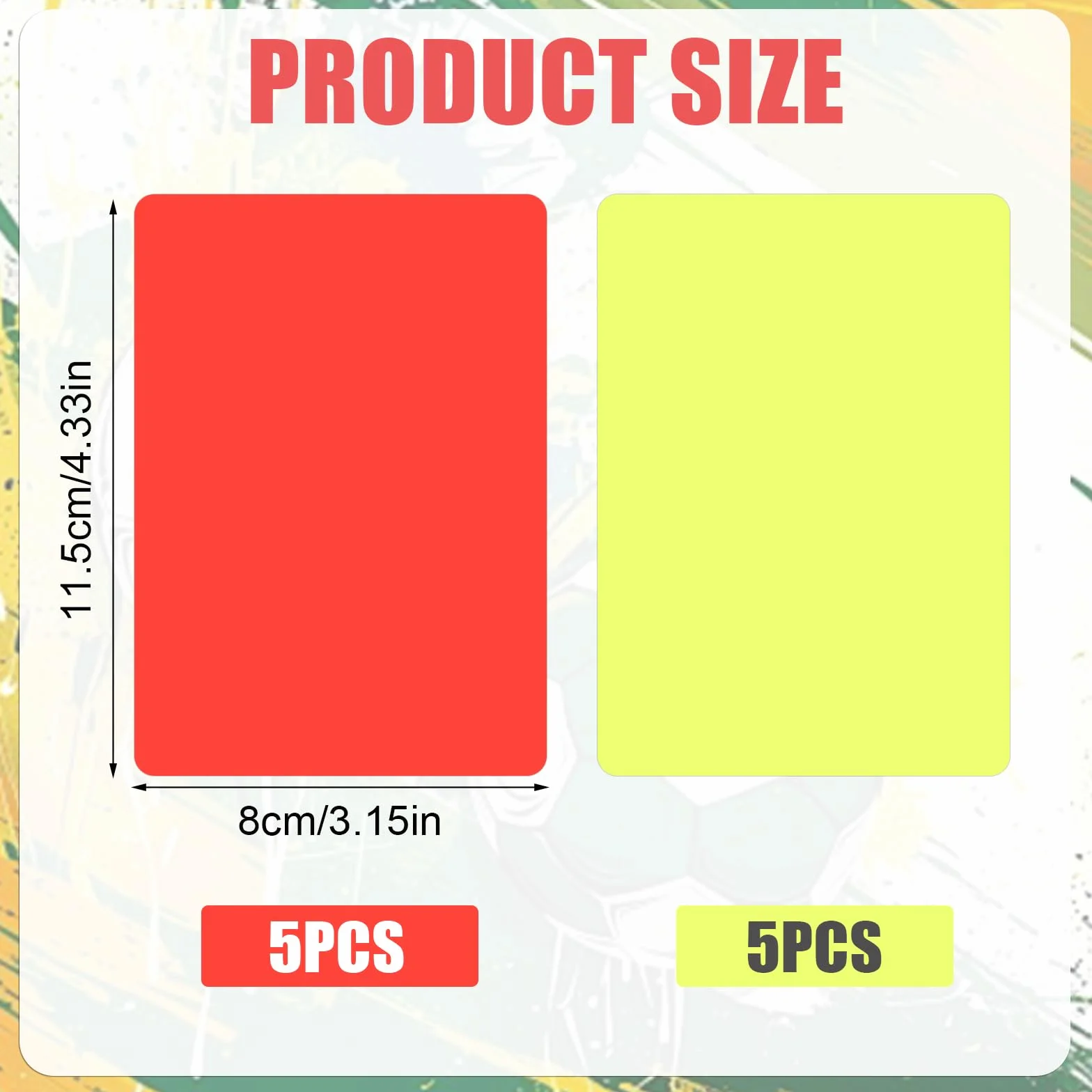 Tarjetas Arbitro Futbol PVC Amarillas Rojas 8x10.5 cm Impermeables Juego