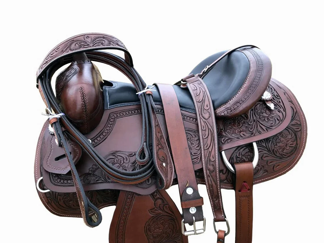 Juego de tachuelas de cuero para caballo occidental de 14 pulgadas ST-WLS-C101