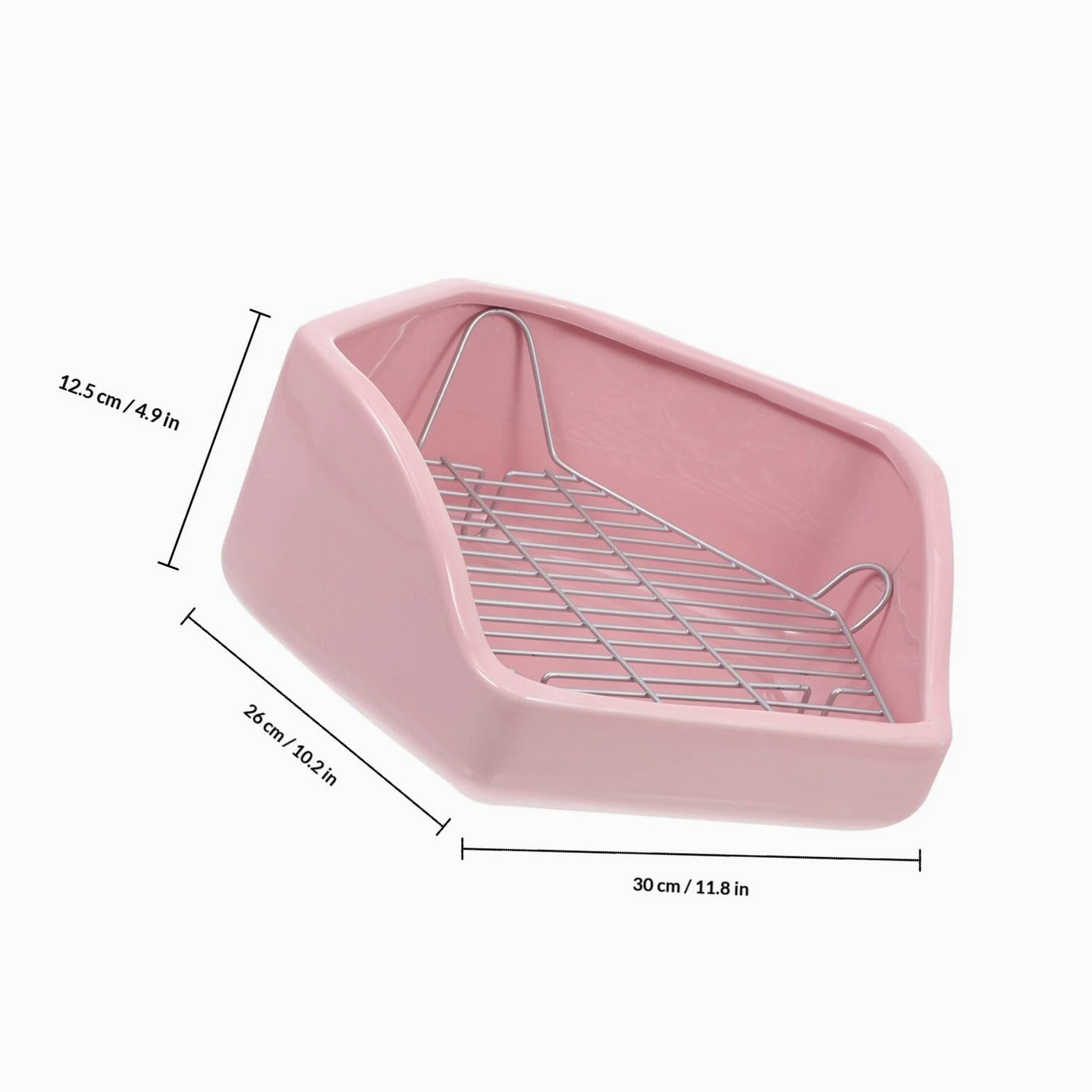 Orinal para Mascotas de Cerámica Pentagonal Diseño Antideslizante y Rejilla Desmontable para Conejos y Cobayas, Gran Capacidad y Prevención de Vuelcos