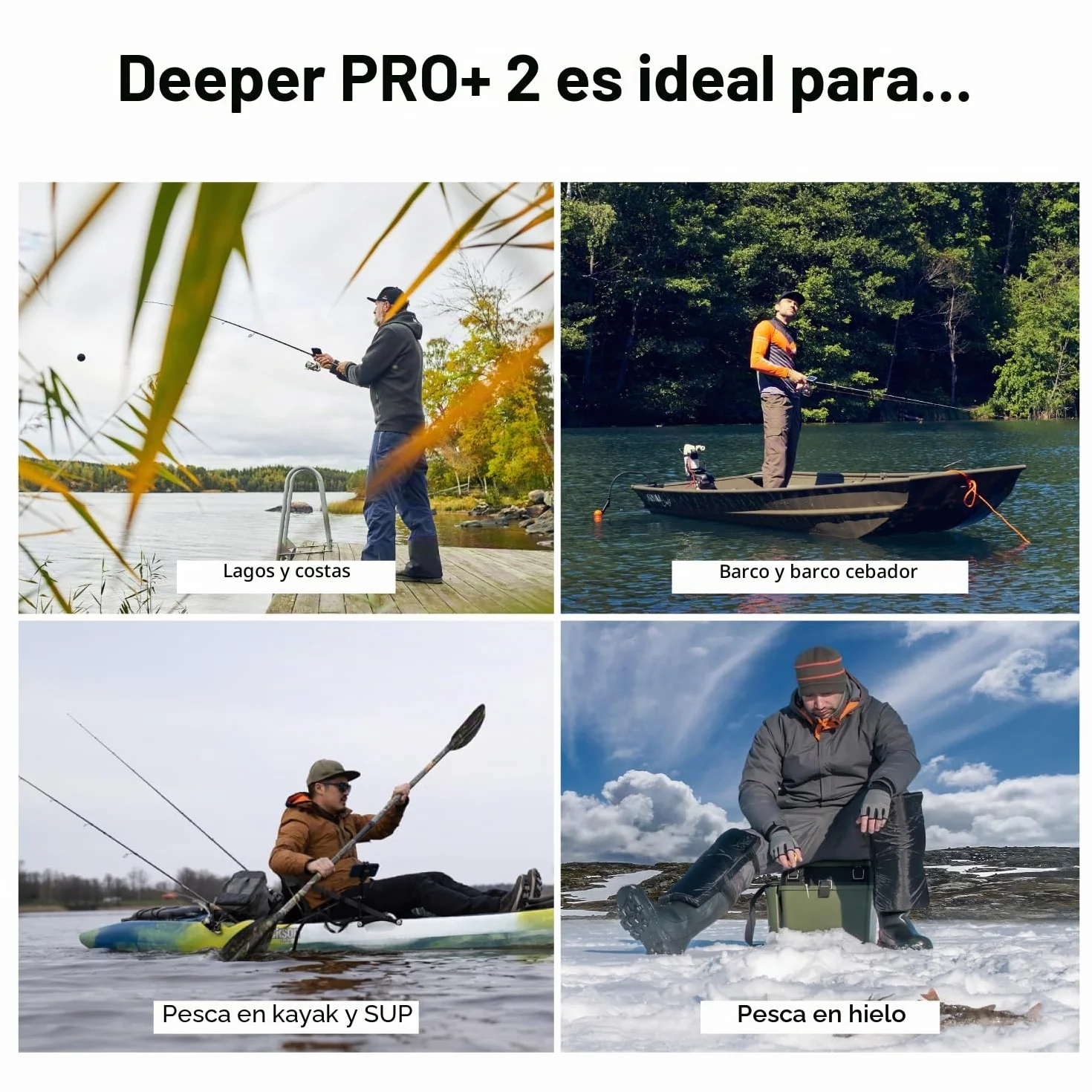 Deeper Pro+ 2 Sonda de Pesca 100m Detector Radar Peces Portátil WiFi GPS