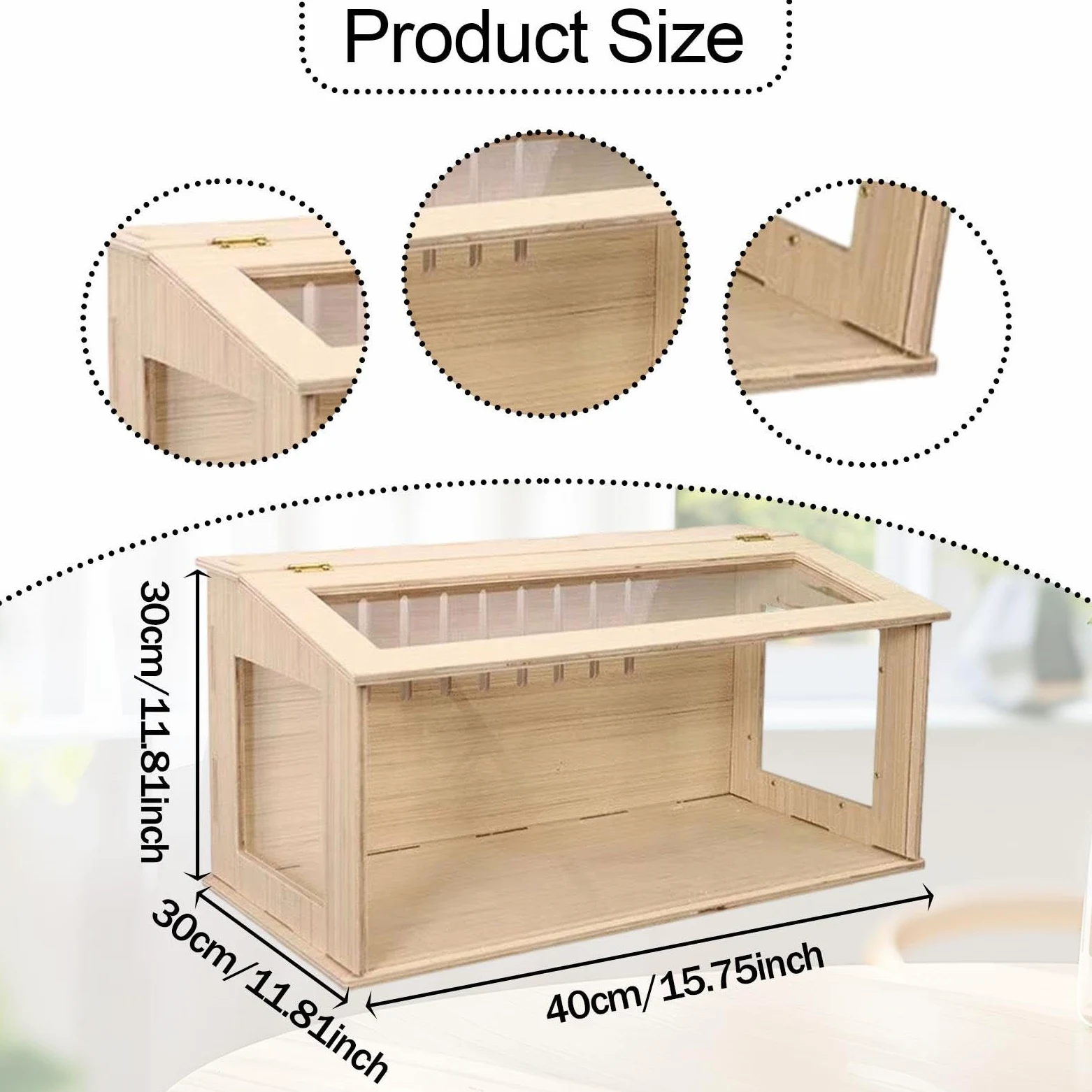 F Fityle Jaula para Hámster de, Caja de Cría de Pollos con Ventana, Escondite, Nido, Hábitat para Ratones Y, Caja Nido para Ratones, Ratones Y, Lados Transparentes de 40 cm