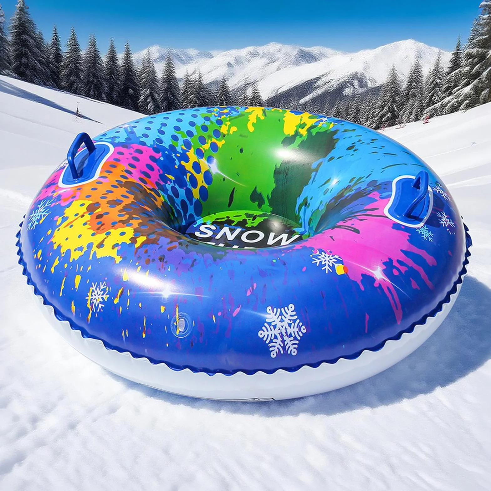 Tobogán de Nieve Hinchable PVC Portátil 95 cm Resistente al Frío Trineo Inflable