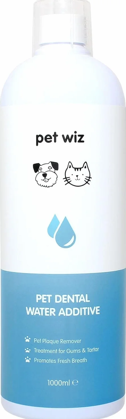 Pet Wiz Aditivo Dental para el Agua de Perros y Gatos – Favorece la higiene bucal y Ayuda a Mantener un Aliento Fresco | 1000 ml