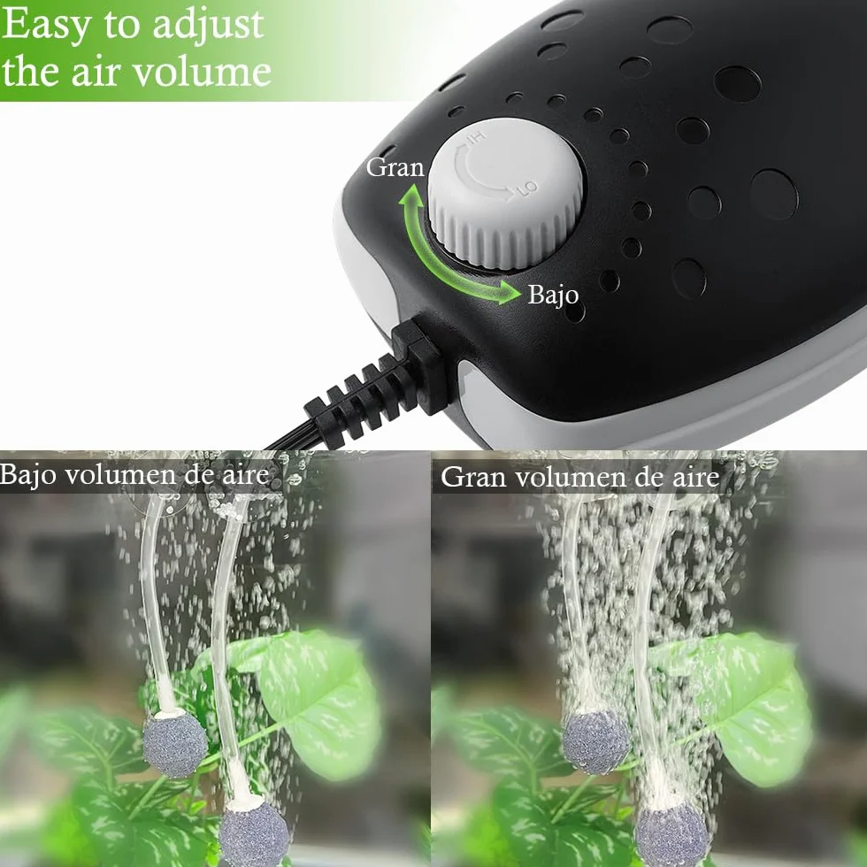 FEDOUR 3W Doble Salida Bomba Aire Acuario para pecera, Bomba de Aire silenciosade hasta 400L