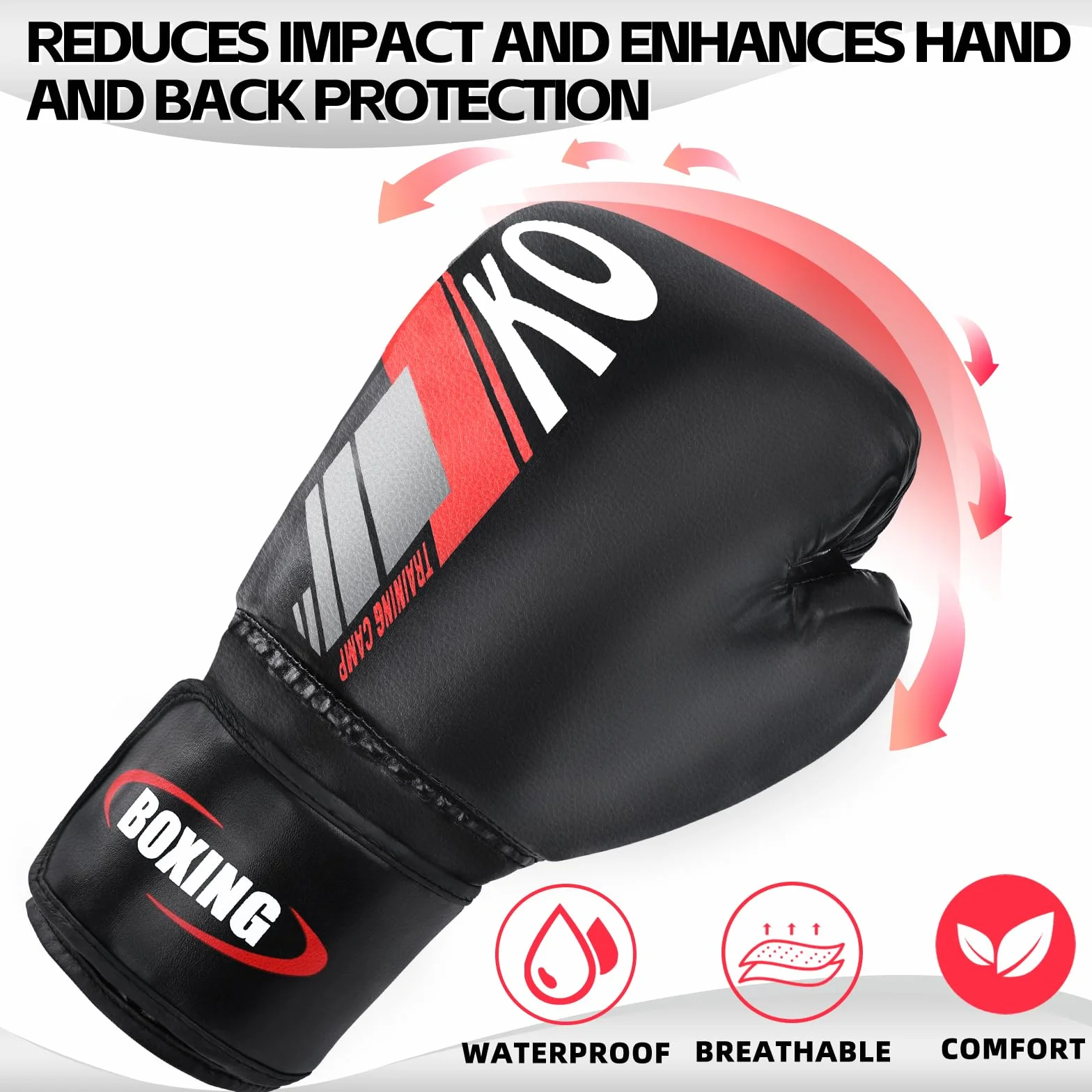 Guantes de Boxeo 14oz con Palma Ventilada para Kickboxing Muay Thai Entrenamiento Hombres Mujeres