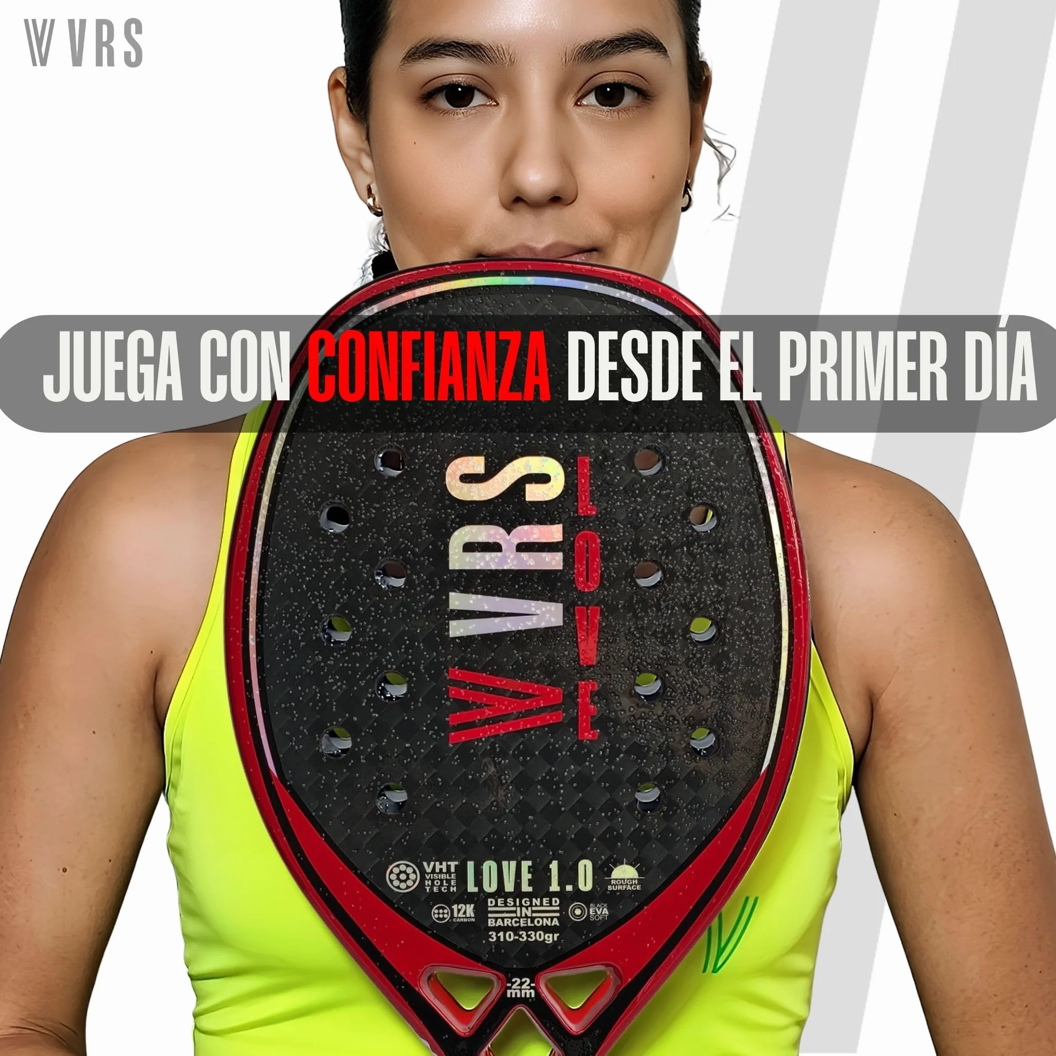Raqueta Beach Tennis Profesional VIRUS Love 1.0 Carbono 12K Black EVA Soft Balance Medio Control Potencia
