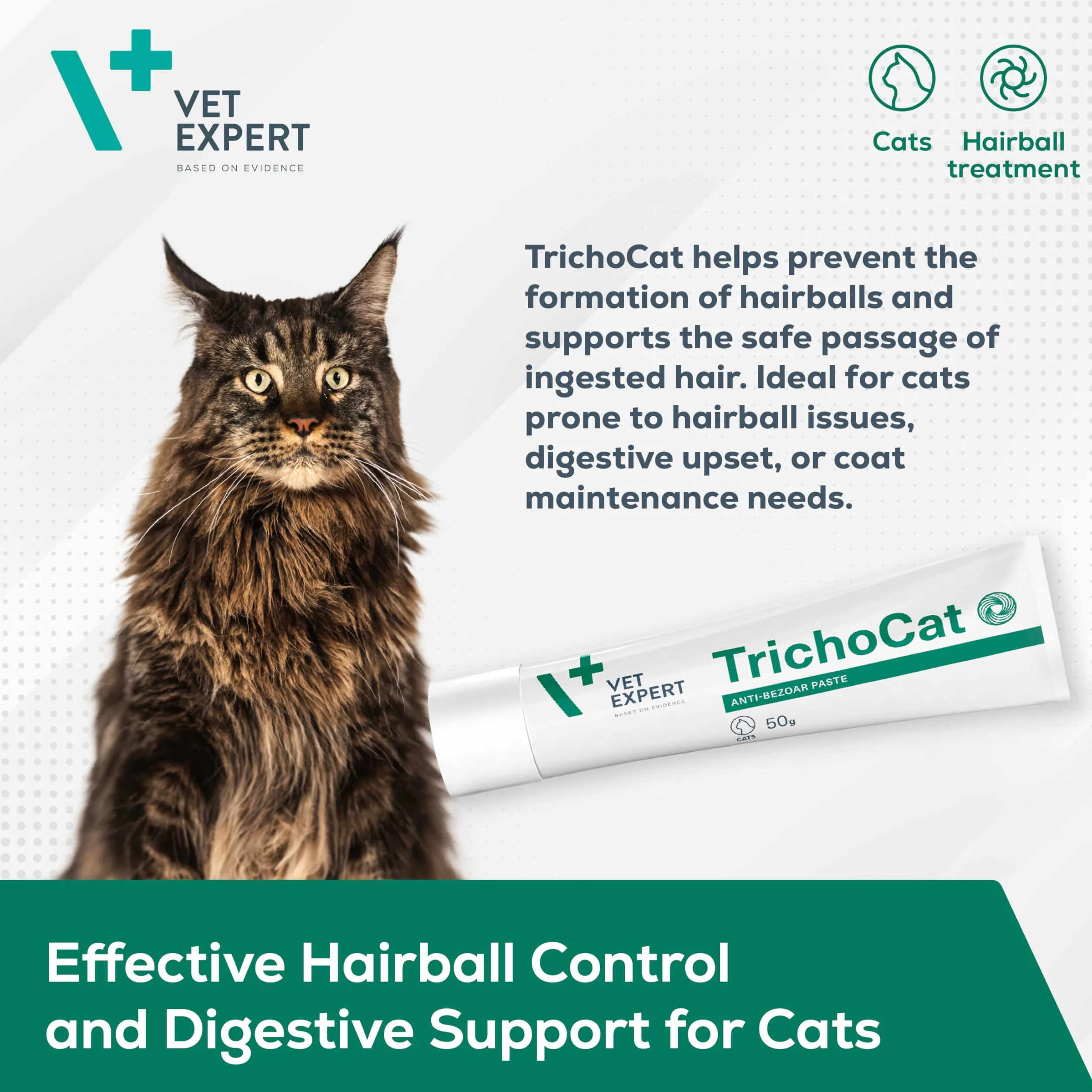 VET EXPERT TRICHOCAT - Pasta desenfrenadora para gatos, 50 ml