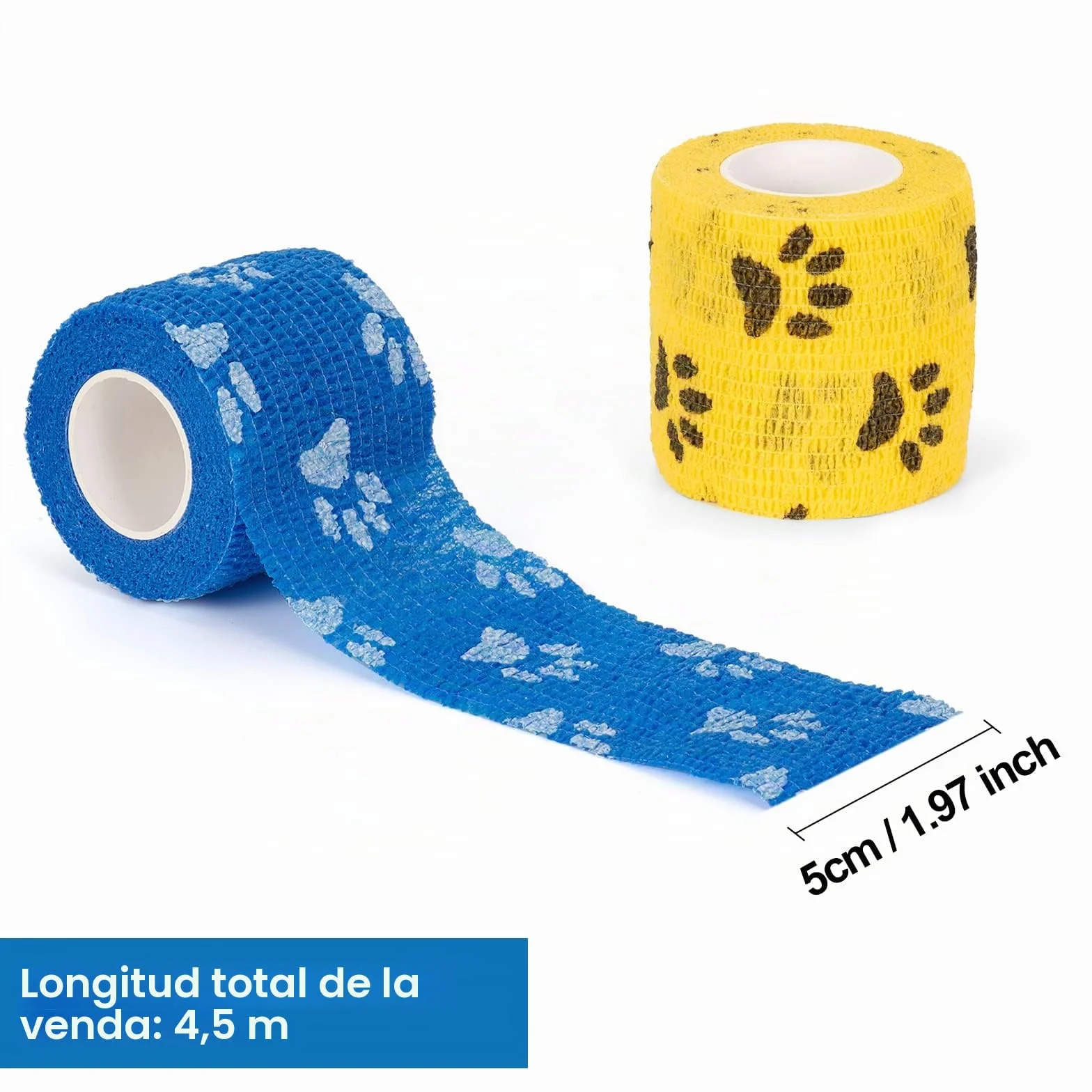 Vendaje Adhesivo Deportivo 5cm x 4,5m Cinta Cohesiva Autoadhesiva para Primeros Auxilios, Dedos, Muñecas, Tobillo