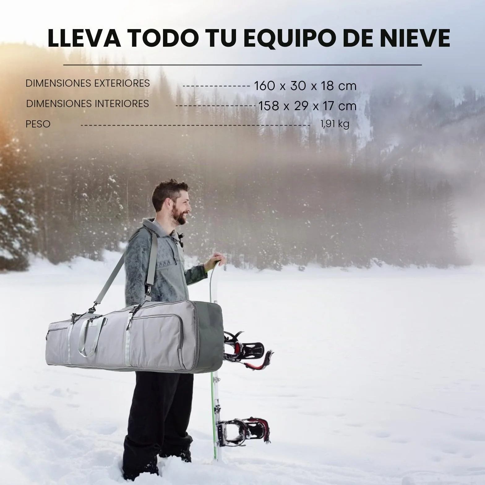 Bolsas de Snowboard Acolchada Premium Funda para Tabla de Viaje Larga