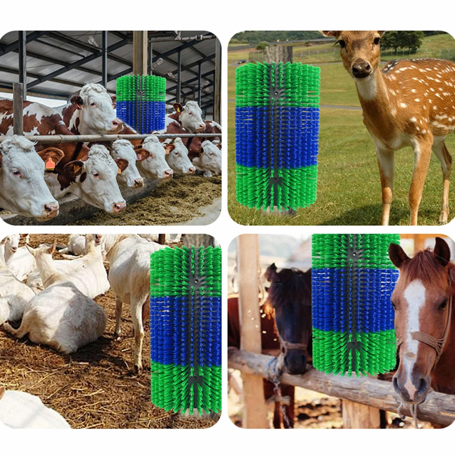 Cepillo rascador para ganado Rascador for caballos, cepillo for caballos con 6 tornillos, cepillos for cabras for el aseo(Green+Blue)