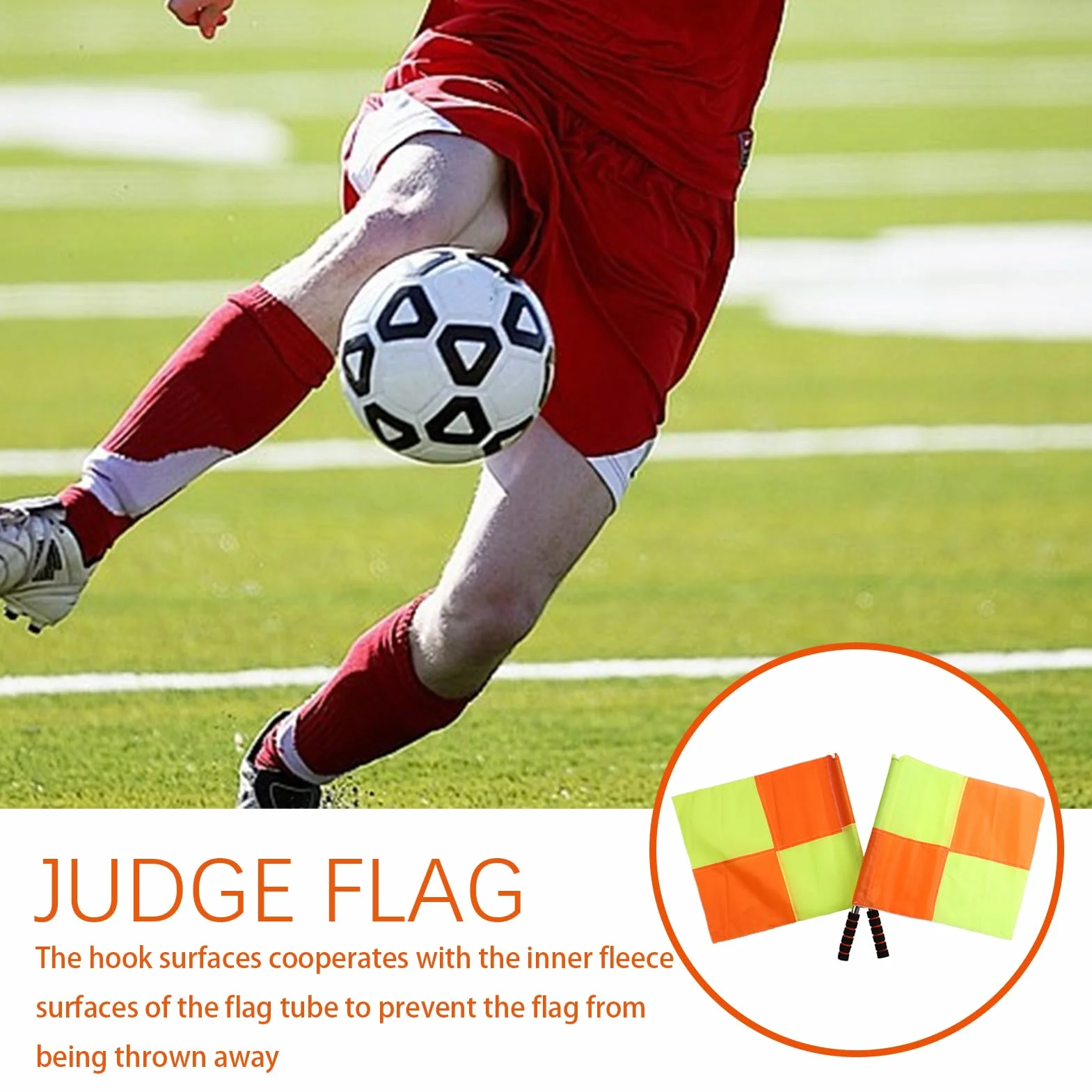 Bandera De Árbitro De Fútbol Juego De 2 Banderines Naranja Y Amarillo Mango Ergonómico