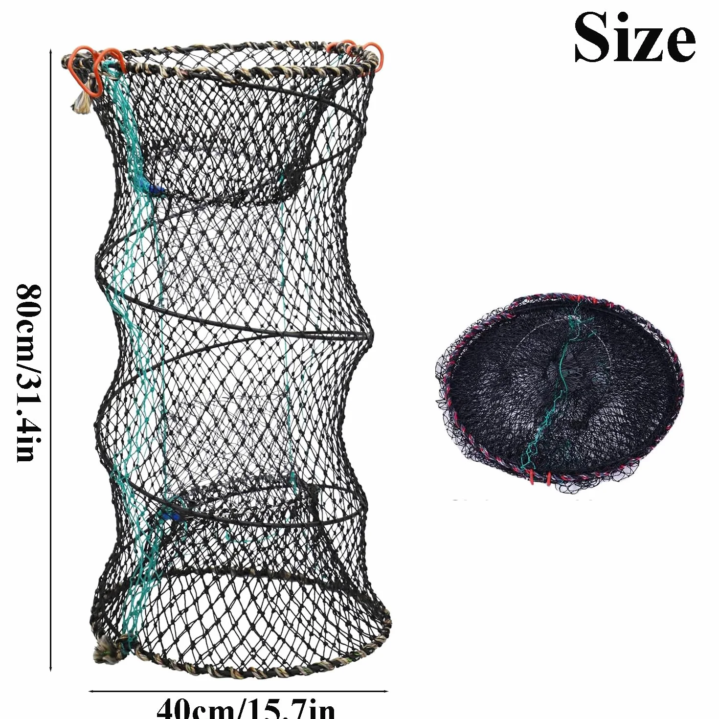Trampa para cangrejos 40x80 cm plegable pesca langostas anguilas con cuerda fundición bolsa cebo