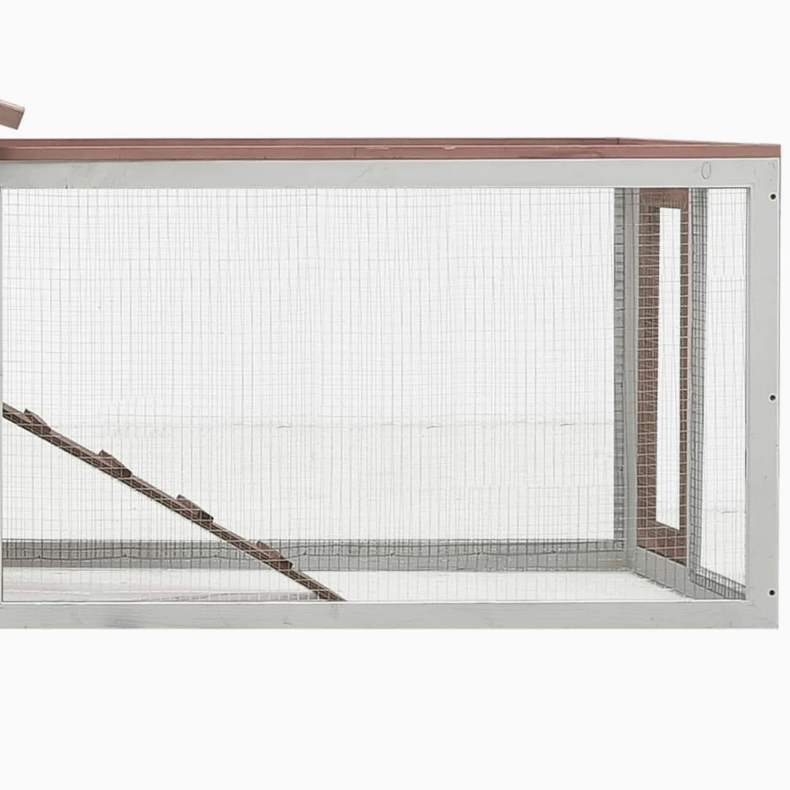 GuyAna Conejera de Madera Maciza Pino y Abeto Color Moca Conejera Exterior Esquinero Conejo 310x70x87 cm