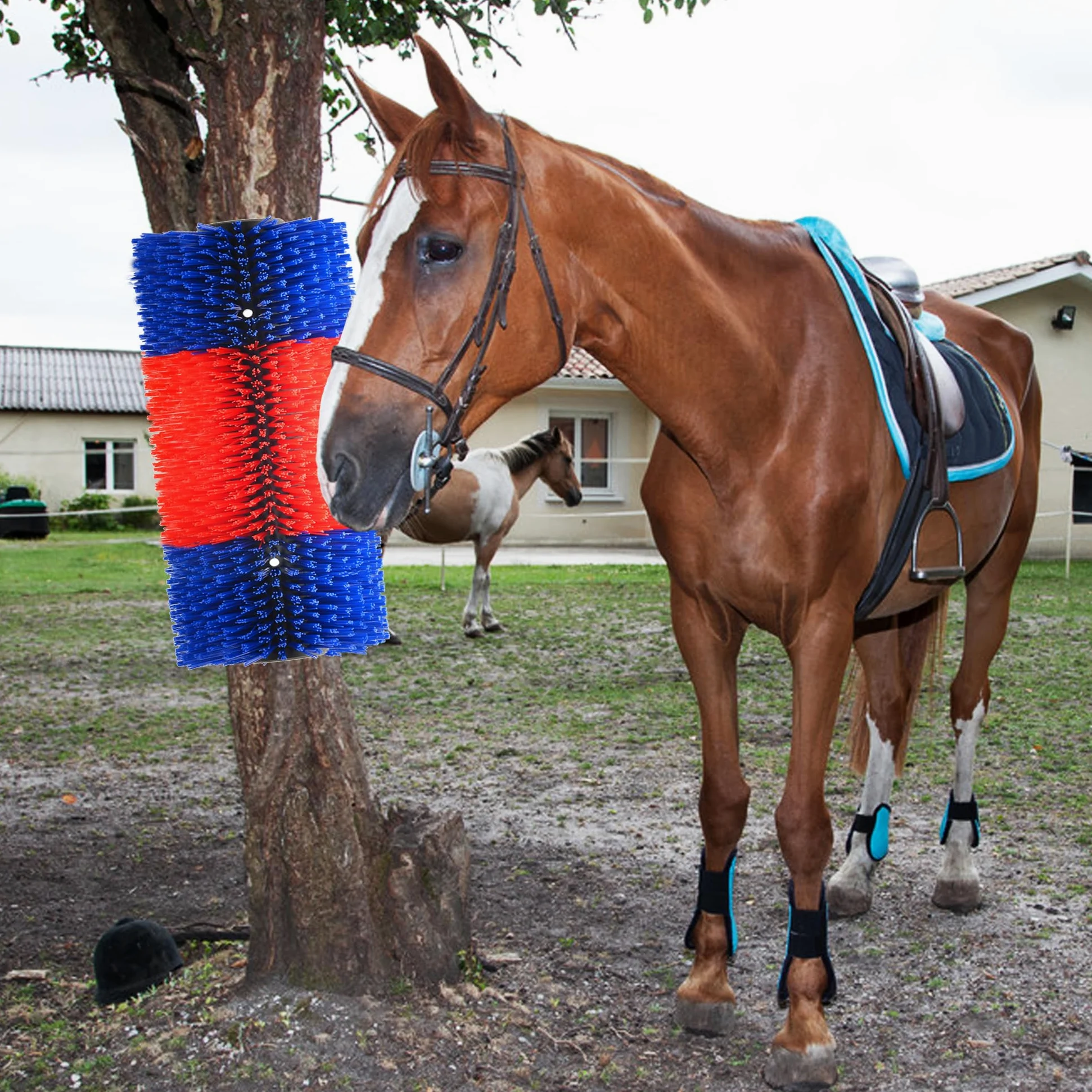 4 cepillos para rascar ganado, herramienta antipicazón para ganado, cepillos de caballo, alivia la picazón de espalda en el ganado, adecuado para caballo, ganado, cerdo, oveja (rojo)
