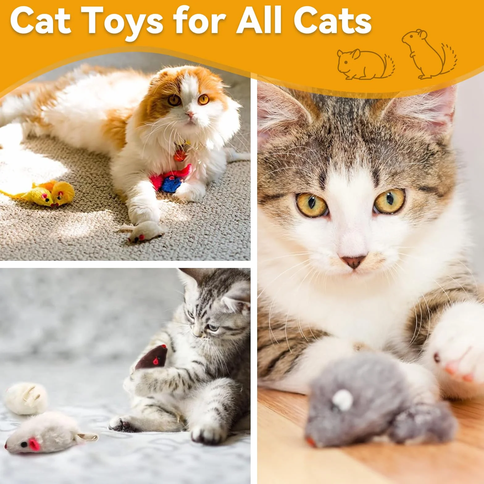12 Piezas Ratones de Juguete,Color Aleatorio Peluche Ratones Juguetes, Ratón Gato para Gatitos, Interactivo de Hierba Gatera, para Gatito de Interior Jugando y Masticando
