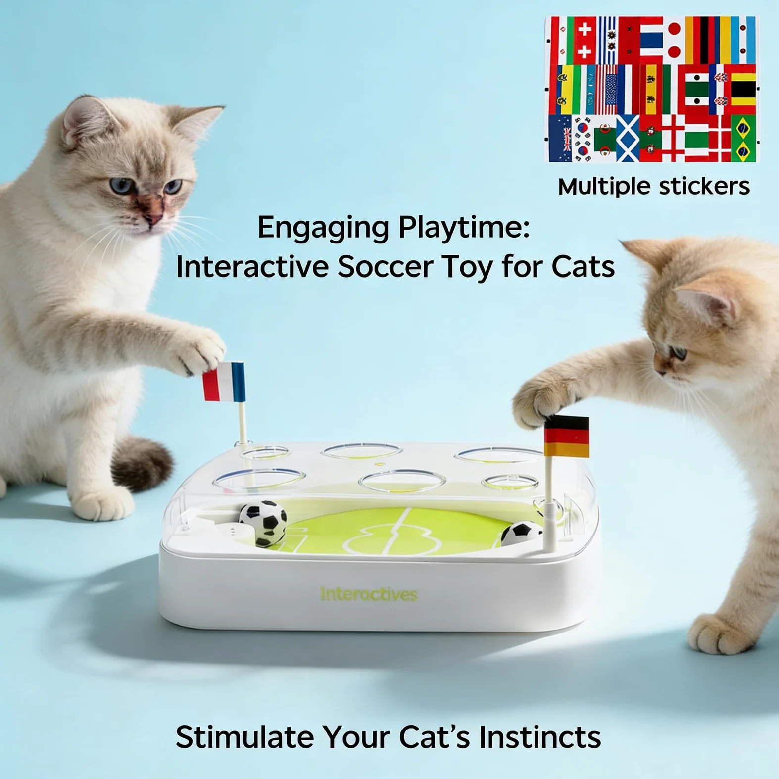 Juguete interactivo de rompecabezas de campo de fútbol para gatos con luces LED, bola de hierba gatera, sensor de movimiento, recargable por USB, caza y entrenamiento en interiores (2 piezas)