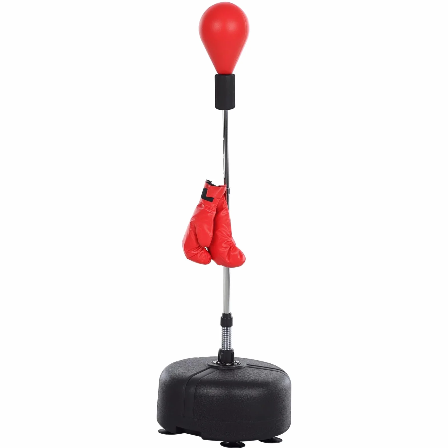 HOMCOM Saco de Boxeo de Pie Punching Ball Altura Ajustable 136-154 cm Base Rellenable Guantes Adultos Adolescentes