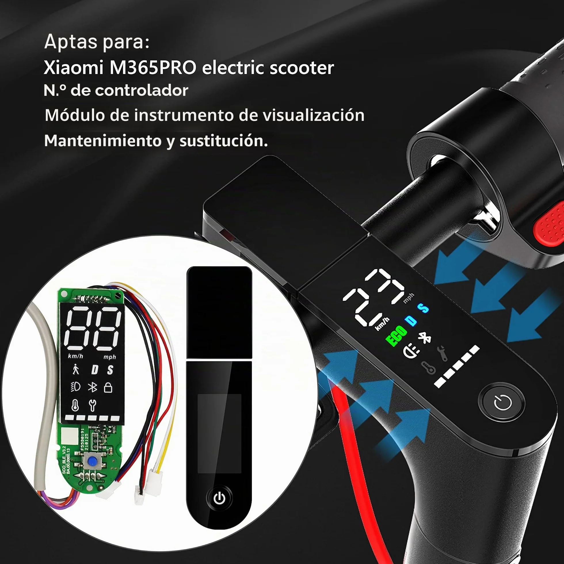 Compatible con Xiaomi M365Pro Pro2 Salpicadero Scooter con Bluetooth V2.0 Universal