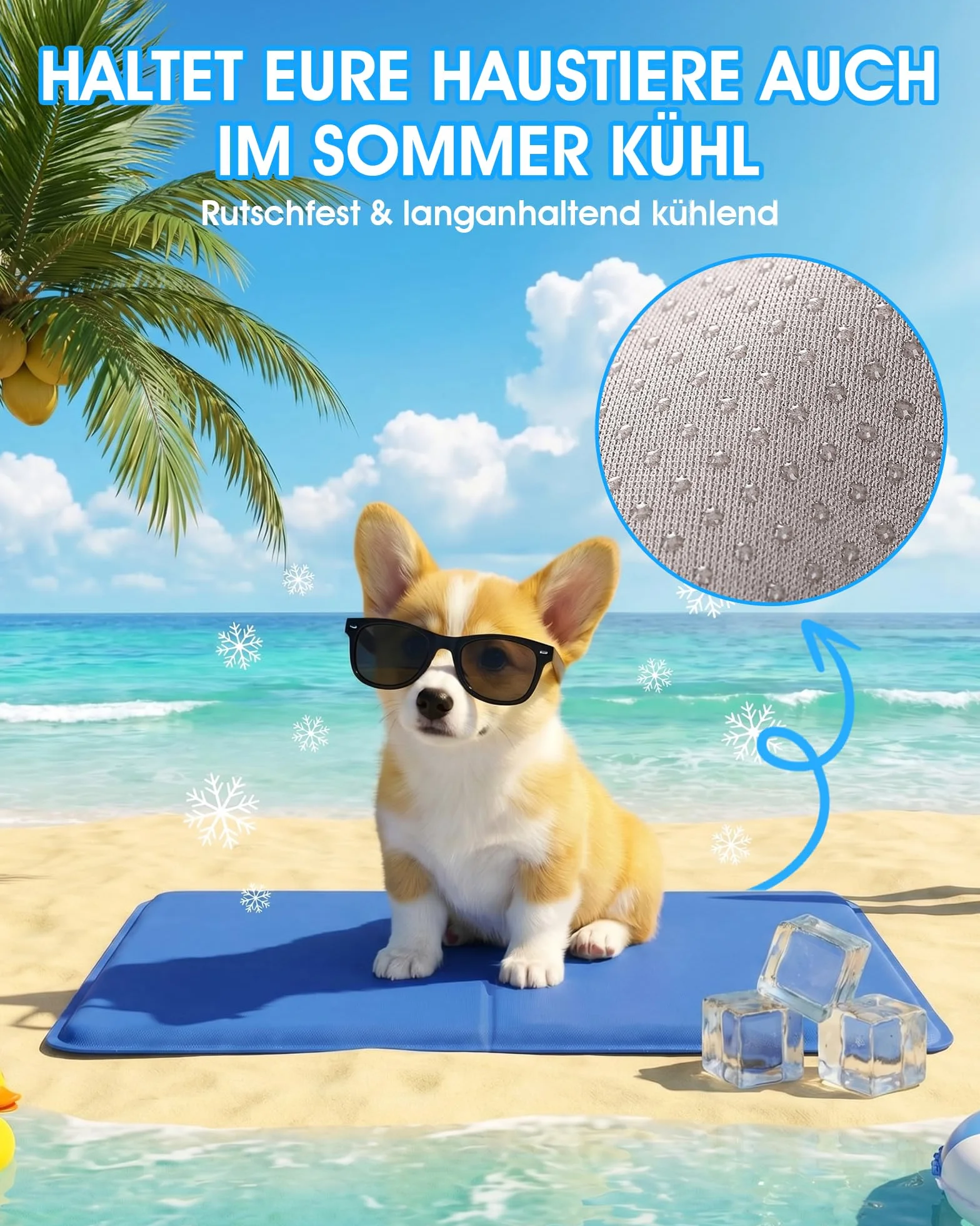 petnf Alfombrilla Refrescante para Perros y Gatos, Duradera Antideslizante Tapete de Refrigeración para Perro para Interior y Jardín, Dog Cool Mat de Gel No Tóxico Autoenfriante en Verano, 50x40 cm