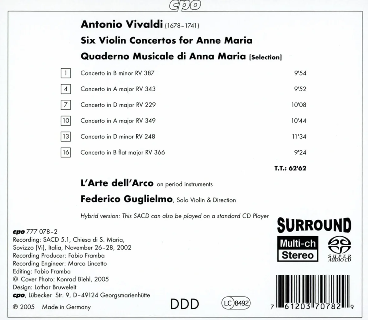 Vivaldi: Six Violin Concertos for Anna Maria