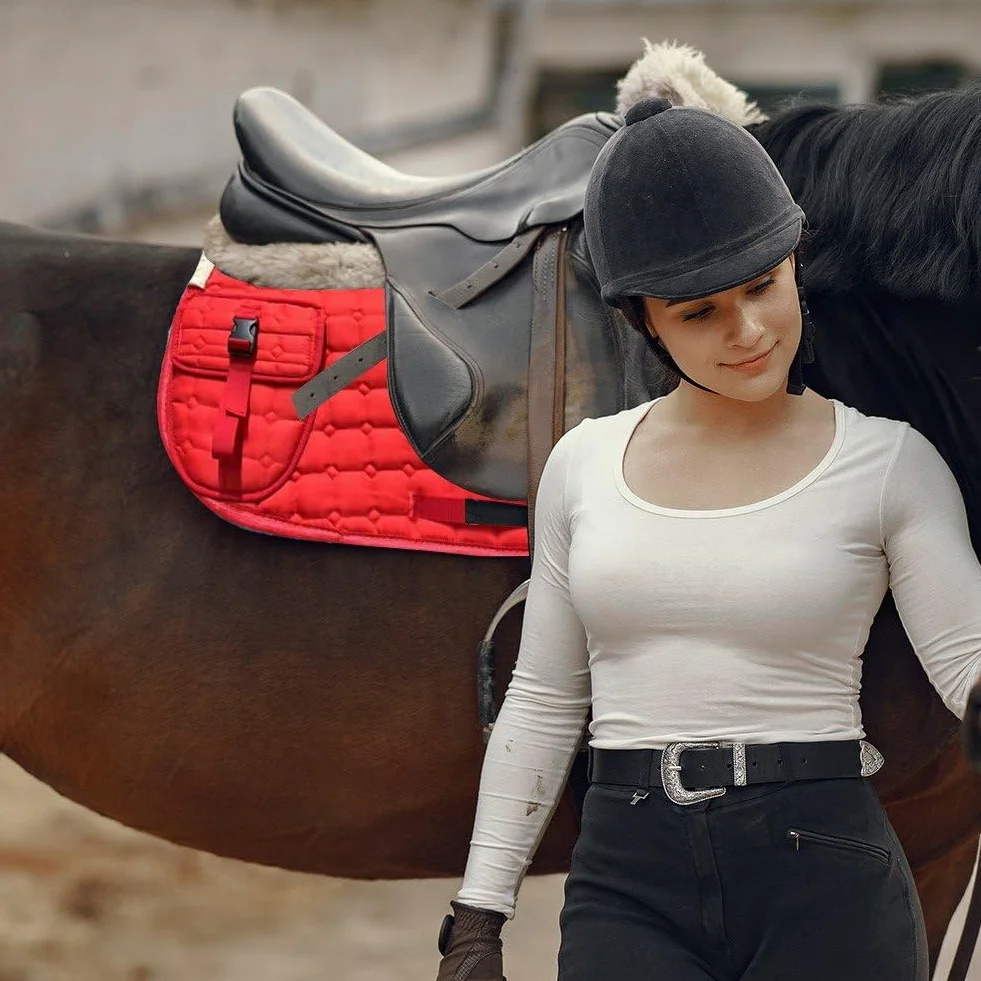 Mantilla Acolchada De Vellón para Doma Clásica, Acolchada Y Gruesa, con Bolsillos, para Caballos Ingleses