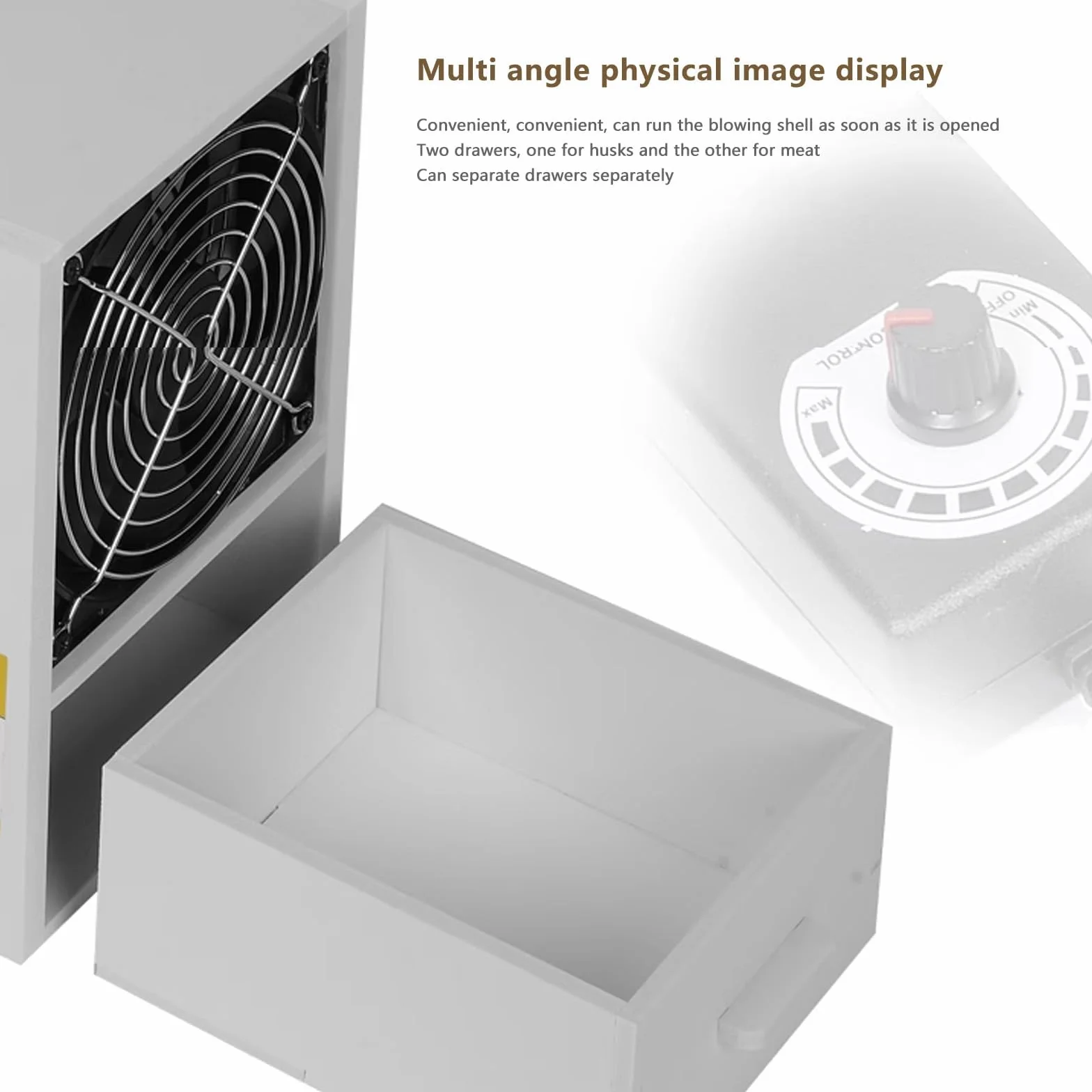 Máquina de detección de alimentos para pájaros, soplador de velocidad ajustable para mijo, granos, semillas de melón, divisor de concha fácil de usar para loros y otros alimentos para pájaros