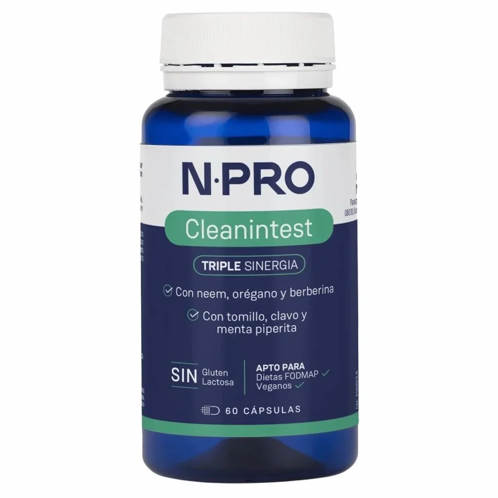 NPro SALUD INTESTINAL Cleanintest 60 Cápsulas – Neem, Berberina, Orégano, Tomillo y Clavo - Suplemento Antimicrobiano Natural para Limpieza Intestinal