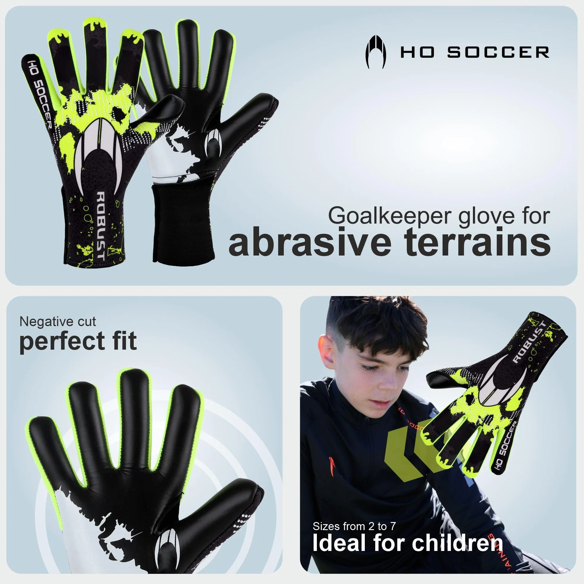 Guantes de Portero Ho Soccer Robust Lime Negro/Rojo 5,5