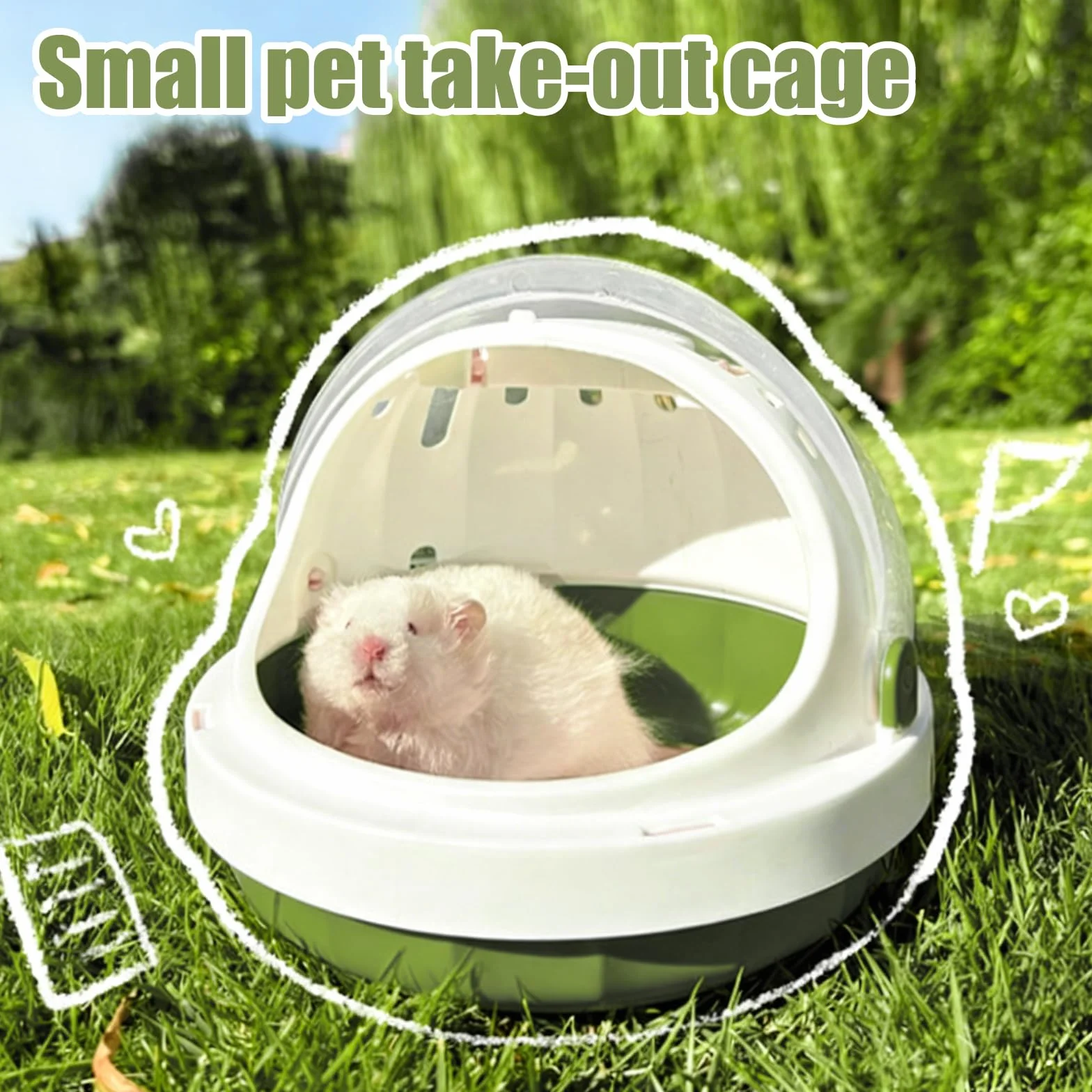 Transportín para hámster con botella de agua, 18,6 x 18,6 x 16 cm, caja de transporte portátil para animales pequeños, hámster con rejillas de ventilación, caja de viaje, jaula de transporte para