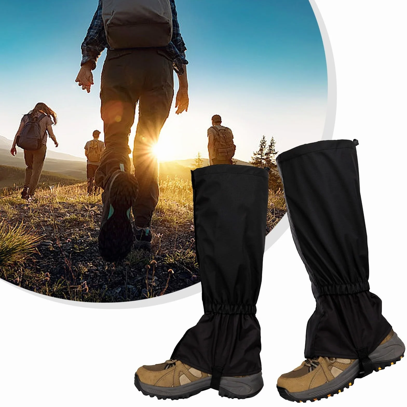 Polainas protectoras impermeables transpirables para botas de senderismo escalada (negro)