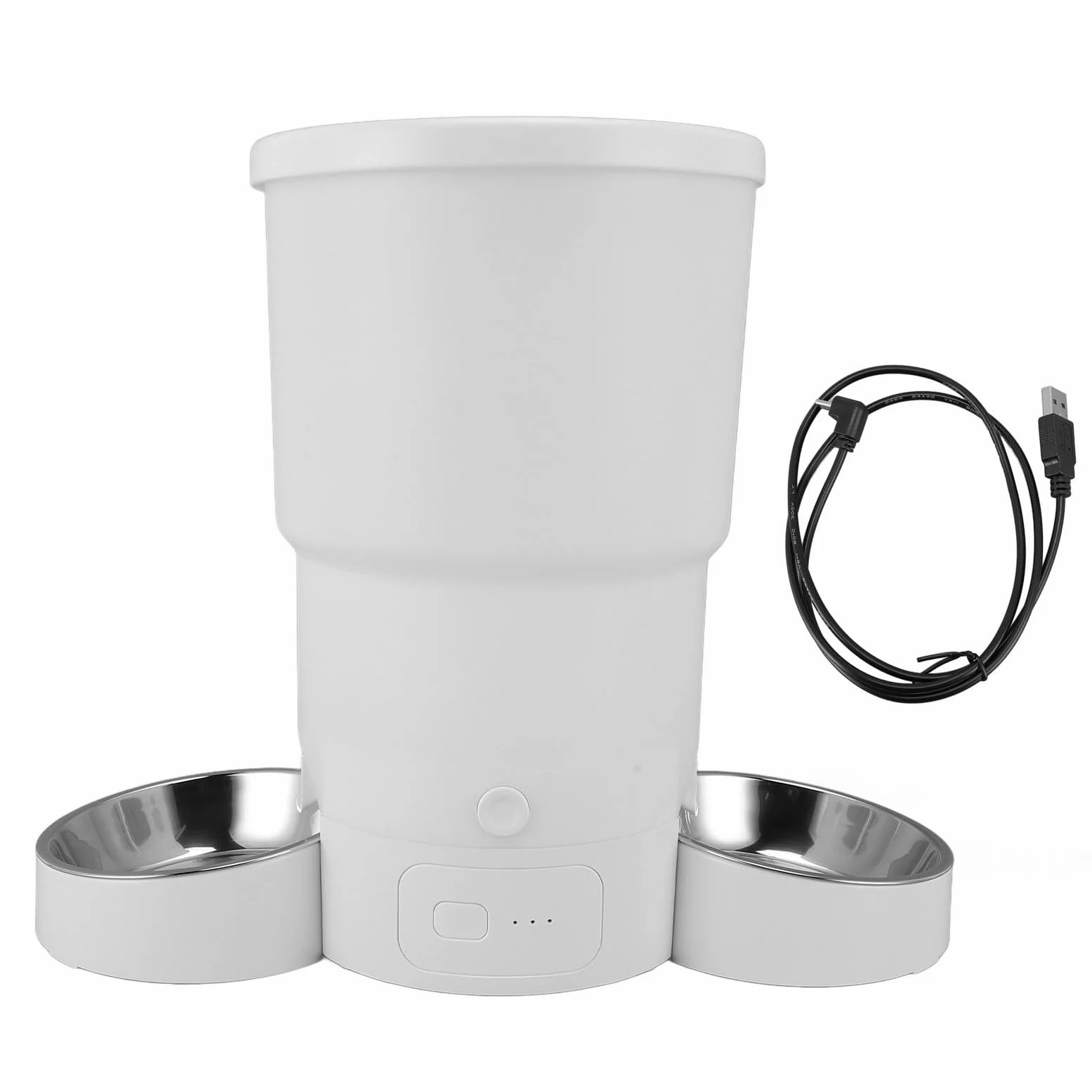 Hztyyier Comedero Automático para Mascotas, Dispensador de Comida Inteligente con Control Remoto WiFi de 5 L, Doble Fuente de Alimentación y Recipiente de Acero Inoxidable, para Gatos y