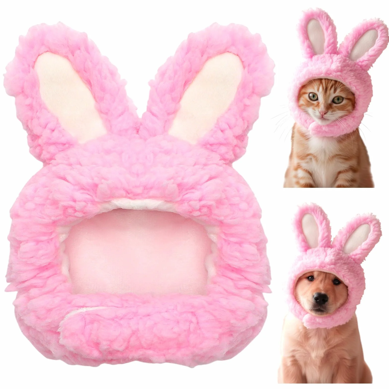 Disfraz de Gato Orejas de Conejo, Gorro para Mascotas Pascua, Apto para Gatos y Perros Pequeños (Rosa)