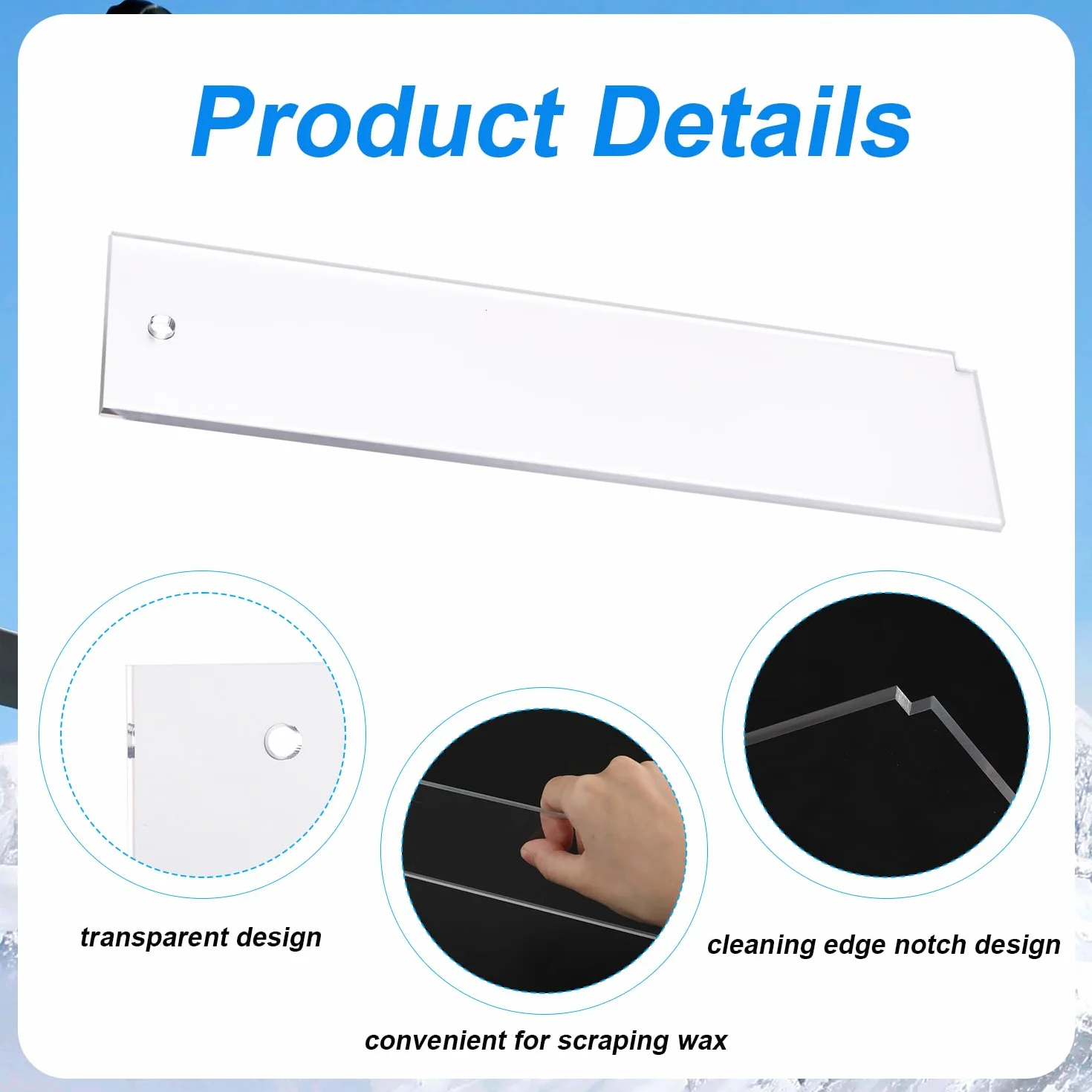 PEUTIER 2 Piezas Raspador de Cera para Esquí, 23x5,7cm, Plástico, Removedor para Snowboard