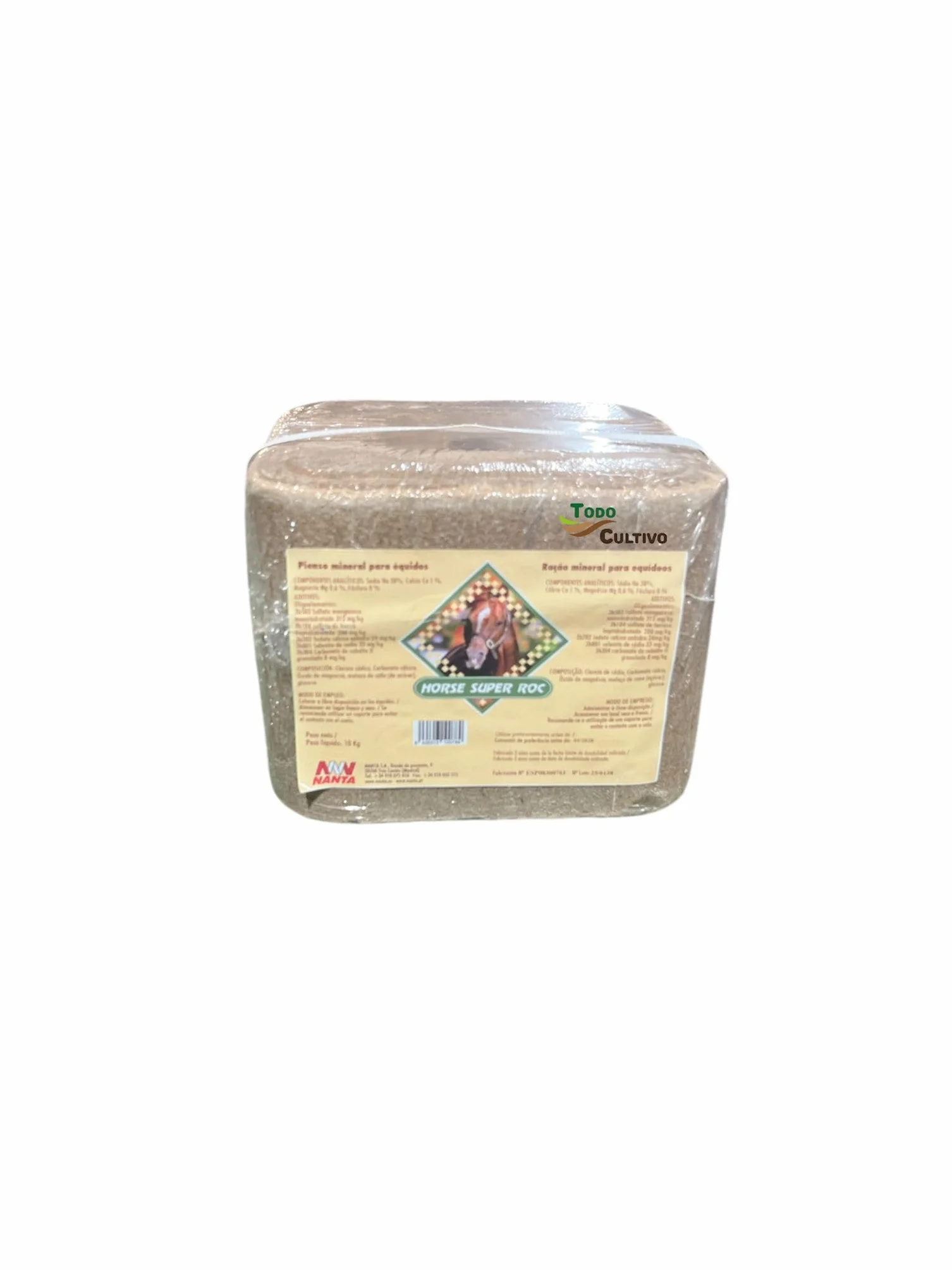 Bloque de Sal melazado Especial para Caballos o equidos 10 kg (Cloro, Sodio, potasio.). Nanta Horse Super roc