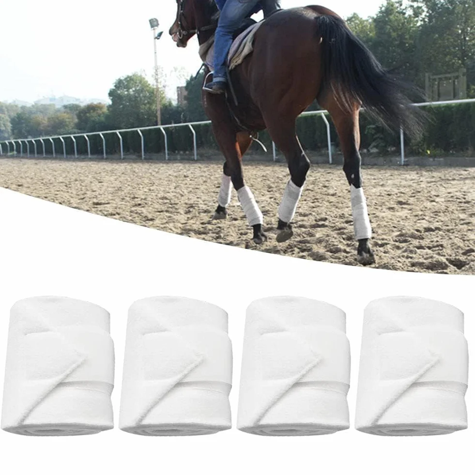 Agatige Envolturas de Pata de Caballo, 250x12cm 4 Rollos Envolturas de Pierna de Caballo Vellón Grueso Vendaje de Pierna de Caballo Soporte Equipo Ecuestre Profesional para Patas de Caballo
