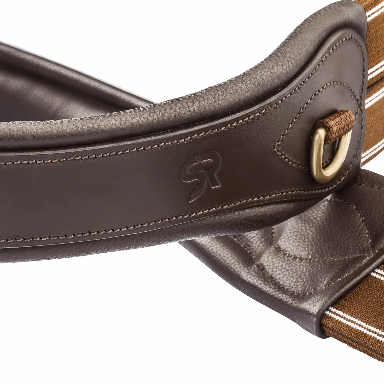 SUNRIDE Cincha para Caballo (Soho) - Cuero Genuino - Acolchado Extra - Anillas en D para Ayudas de Entrenamiento - Hecho a Mano - Inserciones Elásticas - Hebillas de Rodillo (marrón, 140 cm)
