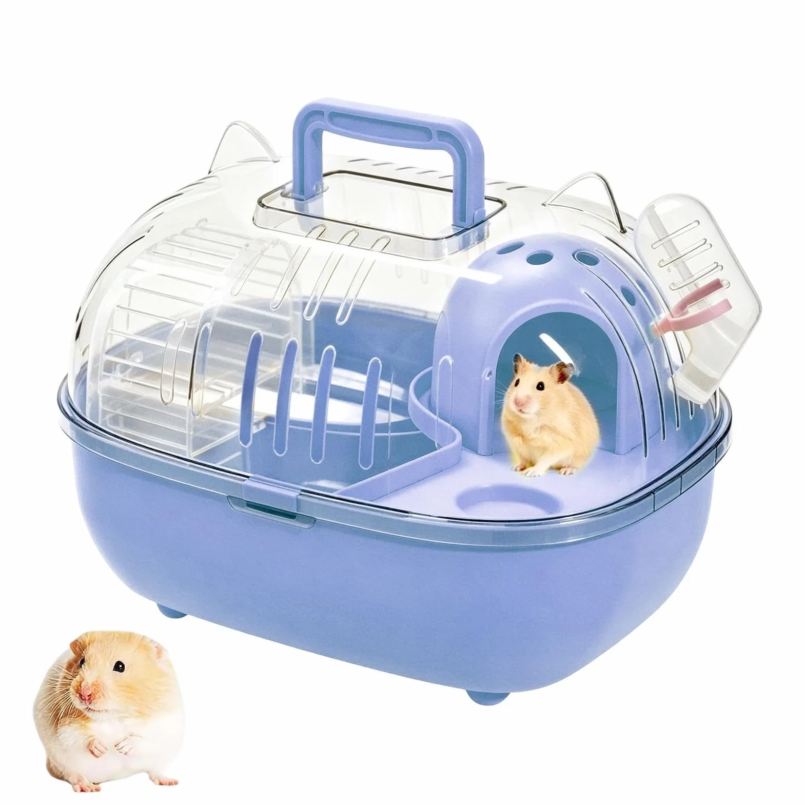Jaula De Viaje para Hámster - Portátil Cubierta Transparente Linda - Jaula Transportín Hámster - Hogar, Viaje, Visita Al Veterinario, Jerbo, Conejito, Chinchilla, Erizo, Ratones, Ardilla