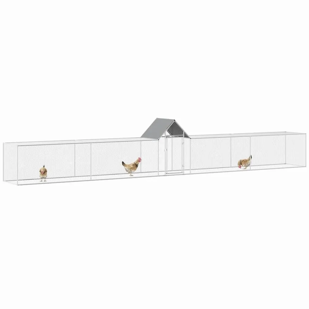 Gallinero de 9 x 1 x 1,5 m, de acero galvanizado, gran recinto para aves de corral, pollos, patos y gansos, jaula robusta para gallinas con puerta con cerradura y rejilla de alambre para el