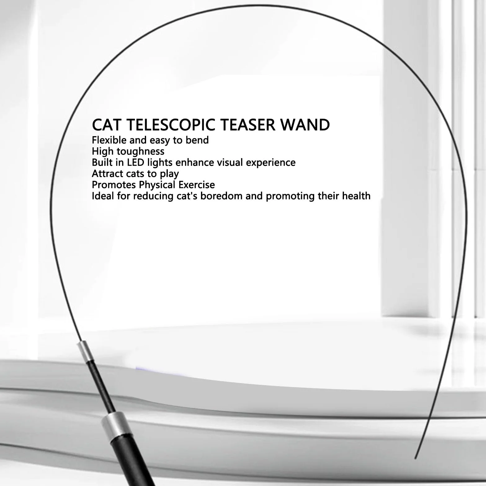 Juguetes Interactivos para Gatos Varita Telescópica para Gatos, Juguete para LED Recargable por USB de Plástico con Batería de 500 MAh, Juego de Ejercicios en Interiores para de Alta Energía en