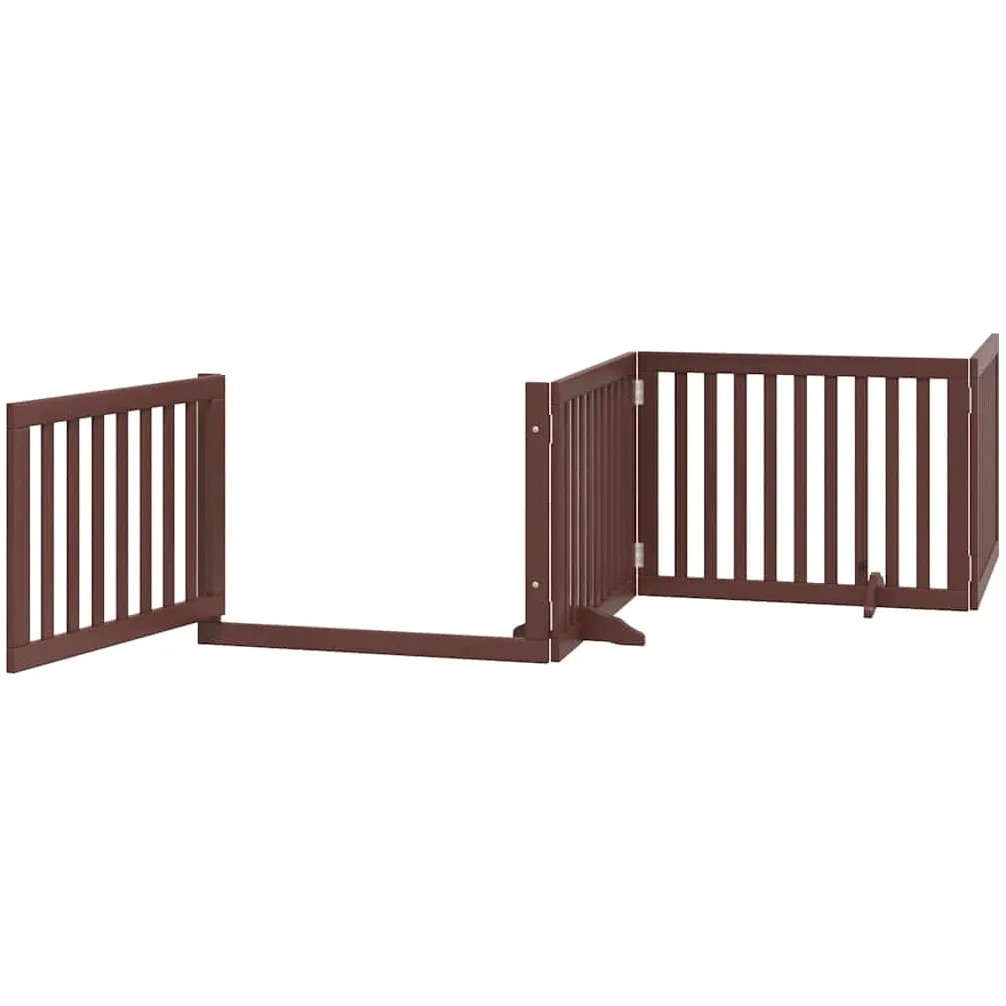 Puerta plegable para perros de 6 piezas con puerta de madera de álamo, rejilla plegable para perros con puerta con cerradura para seguridad de mascotas, puerta para perros sin taladrar